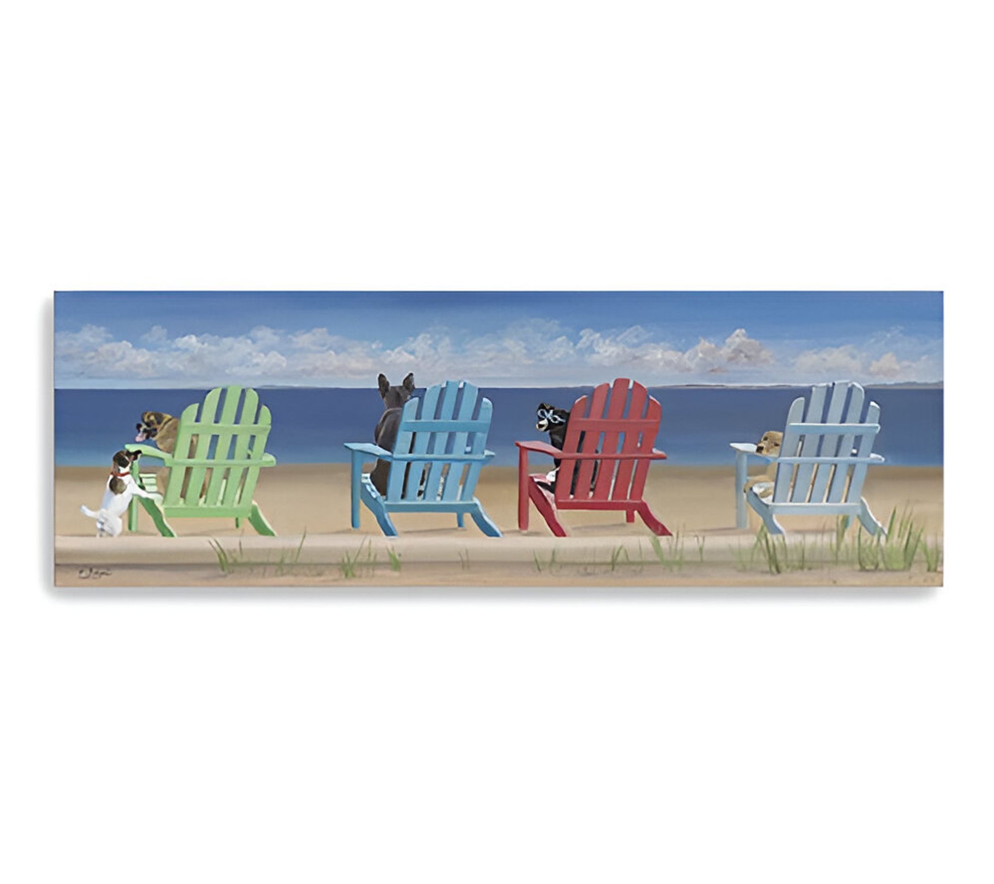 HomeRoots Dogs at the Beach Unframed Wall Art