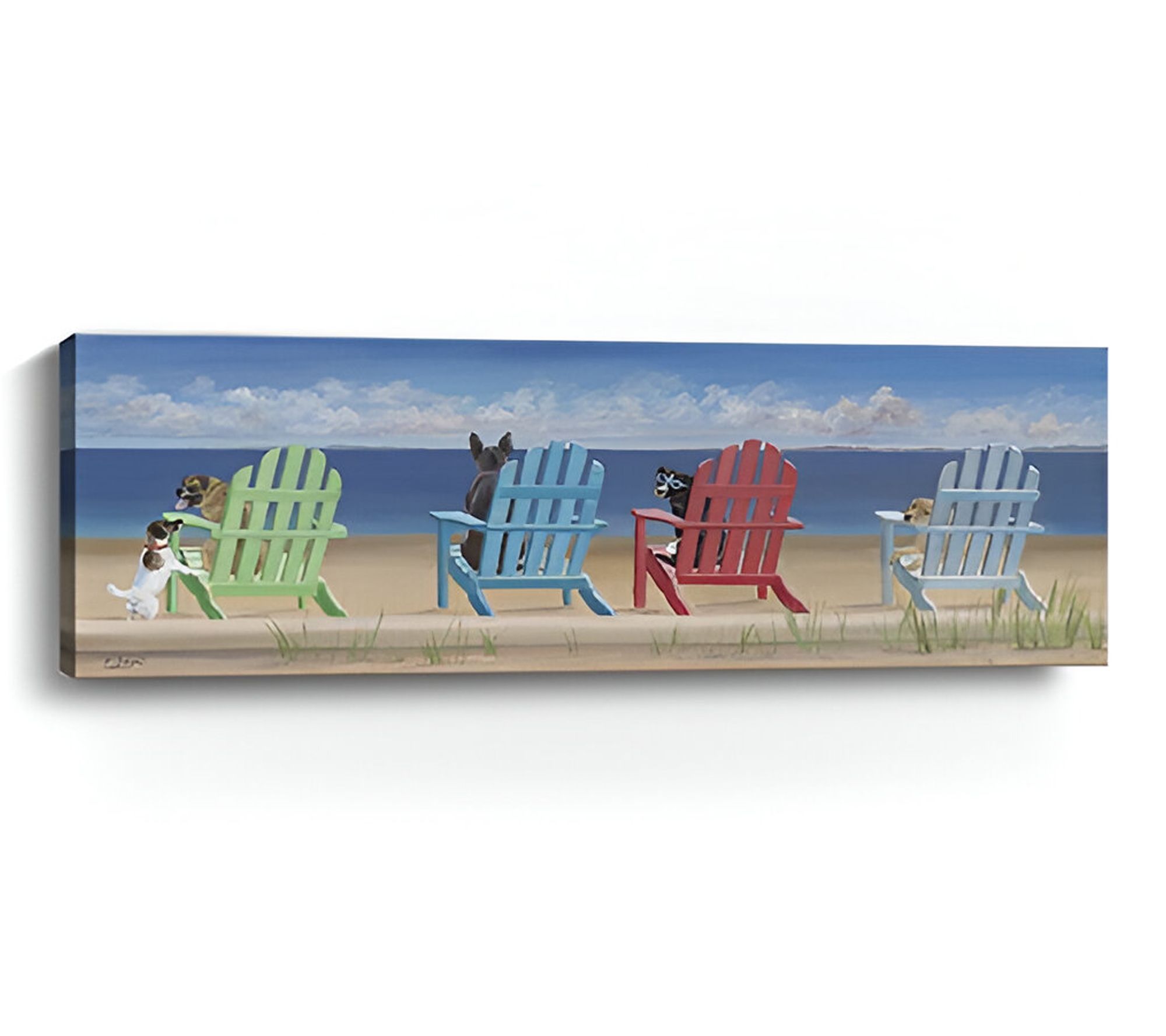 HomeRoots Dogs at the Beach Unframed Wall Art