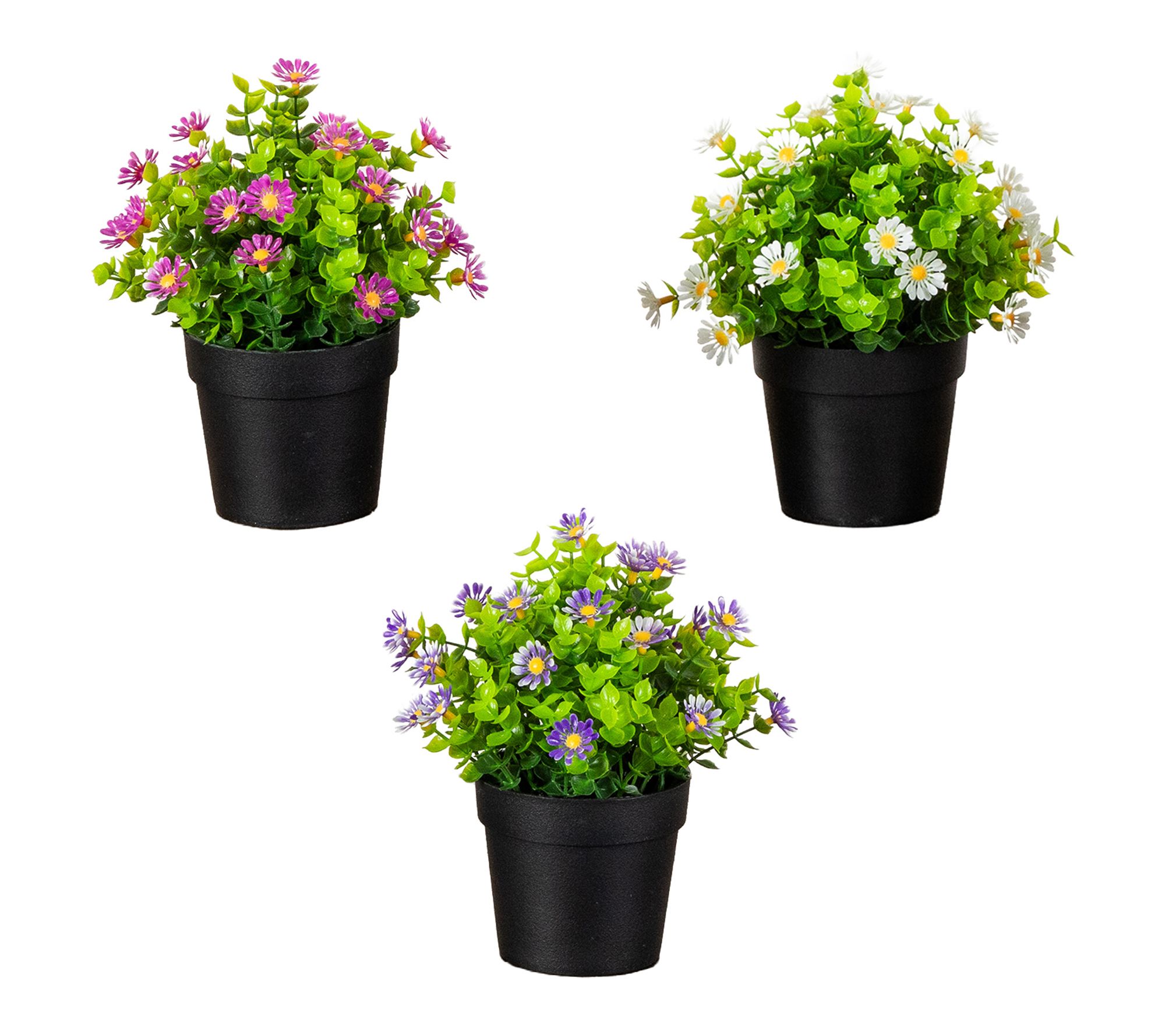 Artificial Mini Lavender  in Pot - Set of 3 by Nearly Natural
