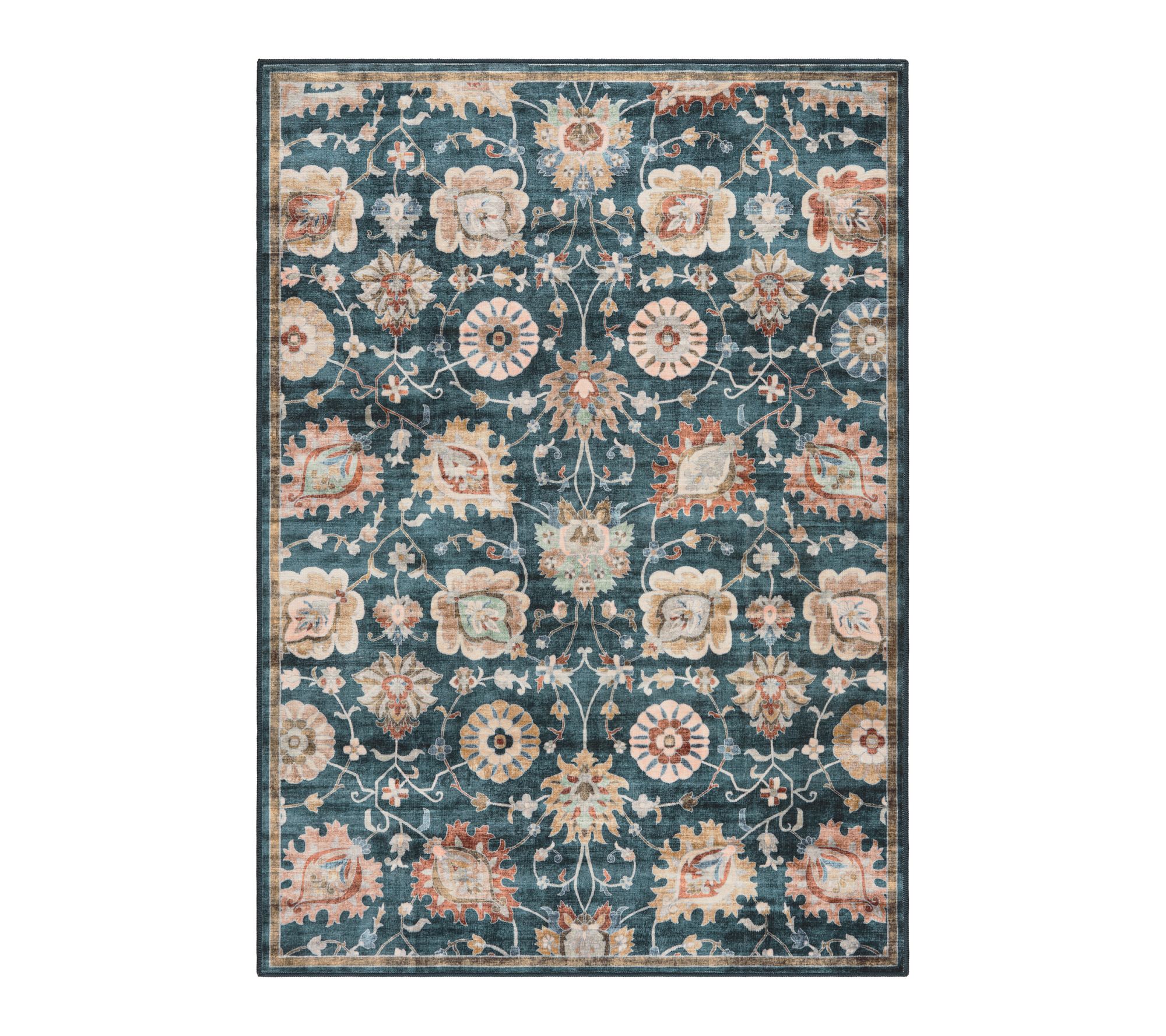 Everwash Haven Damask Floral 8 x10 Washable Ar ea Rug