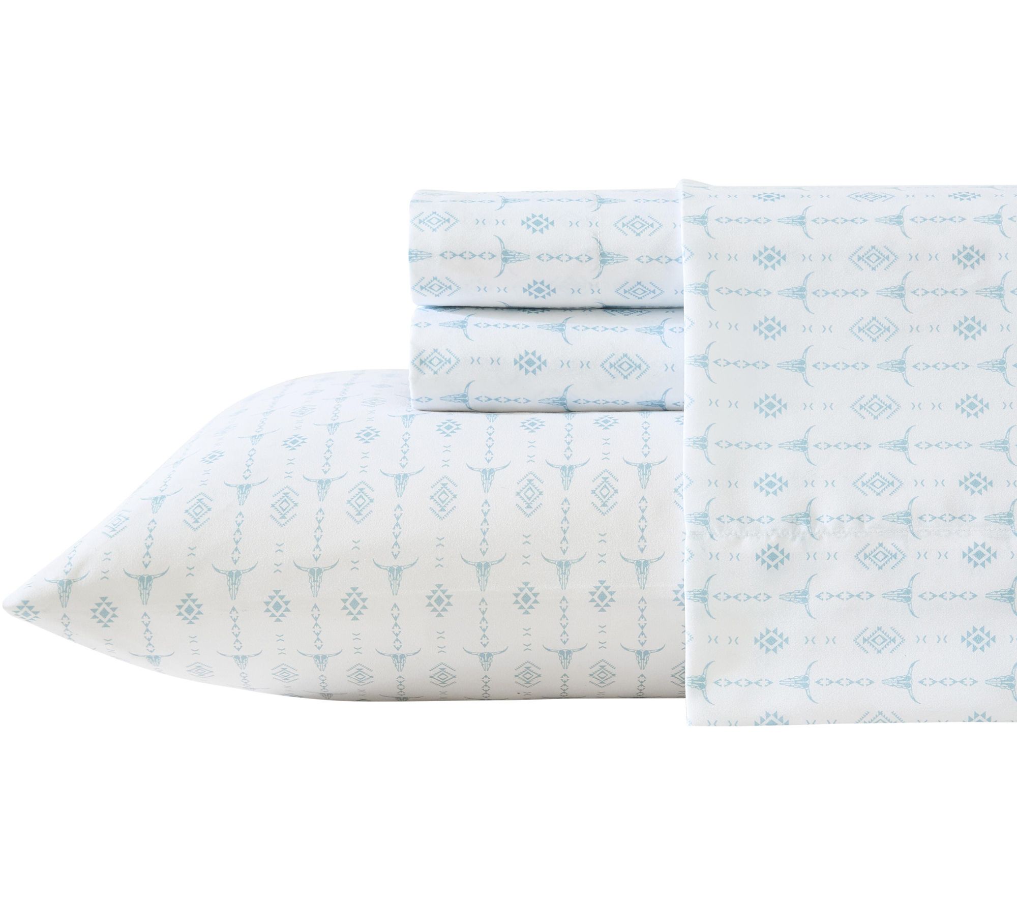 Wrangler Steer Head Stripe White/Blue TwinXL Sheet Set