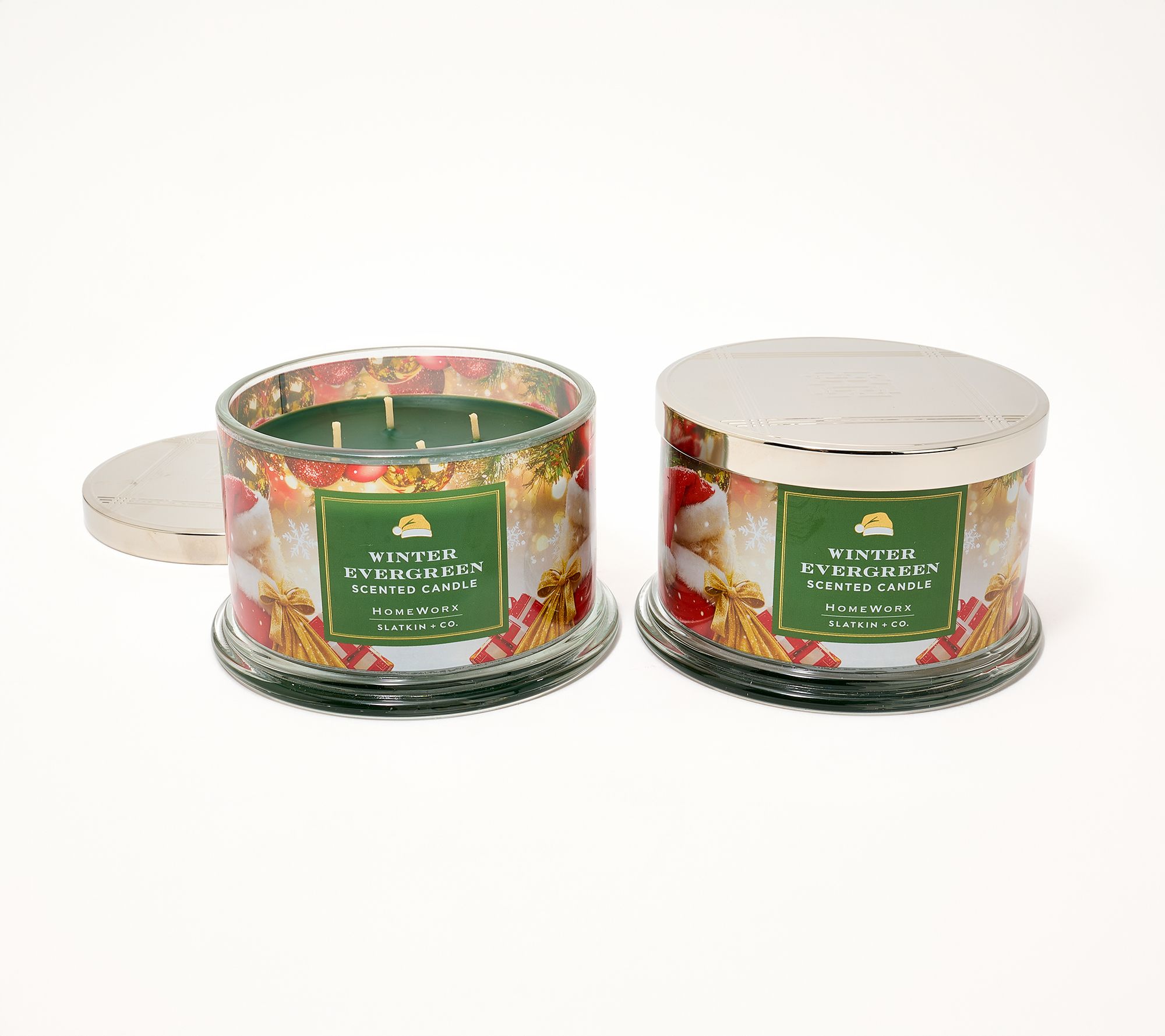 HomeWorx by Slatkin + Co. S/2 18oz Winter Evergreen Candles