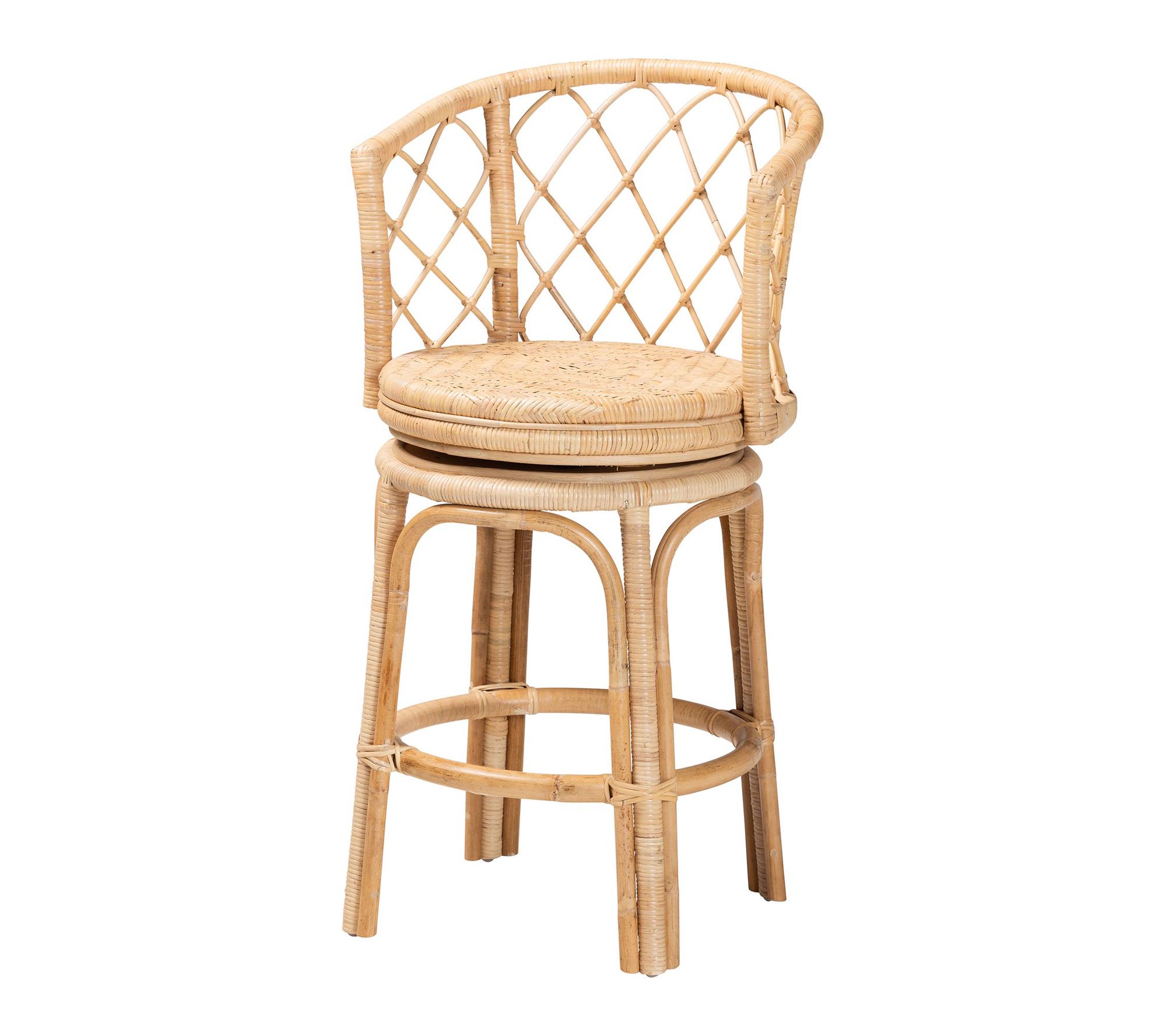 bali & pari Ayu Light Honey Rattan Swivel Counter Stool