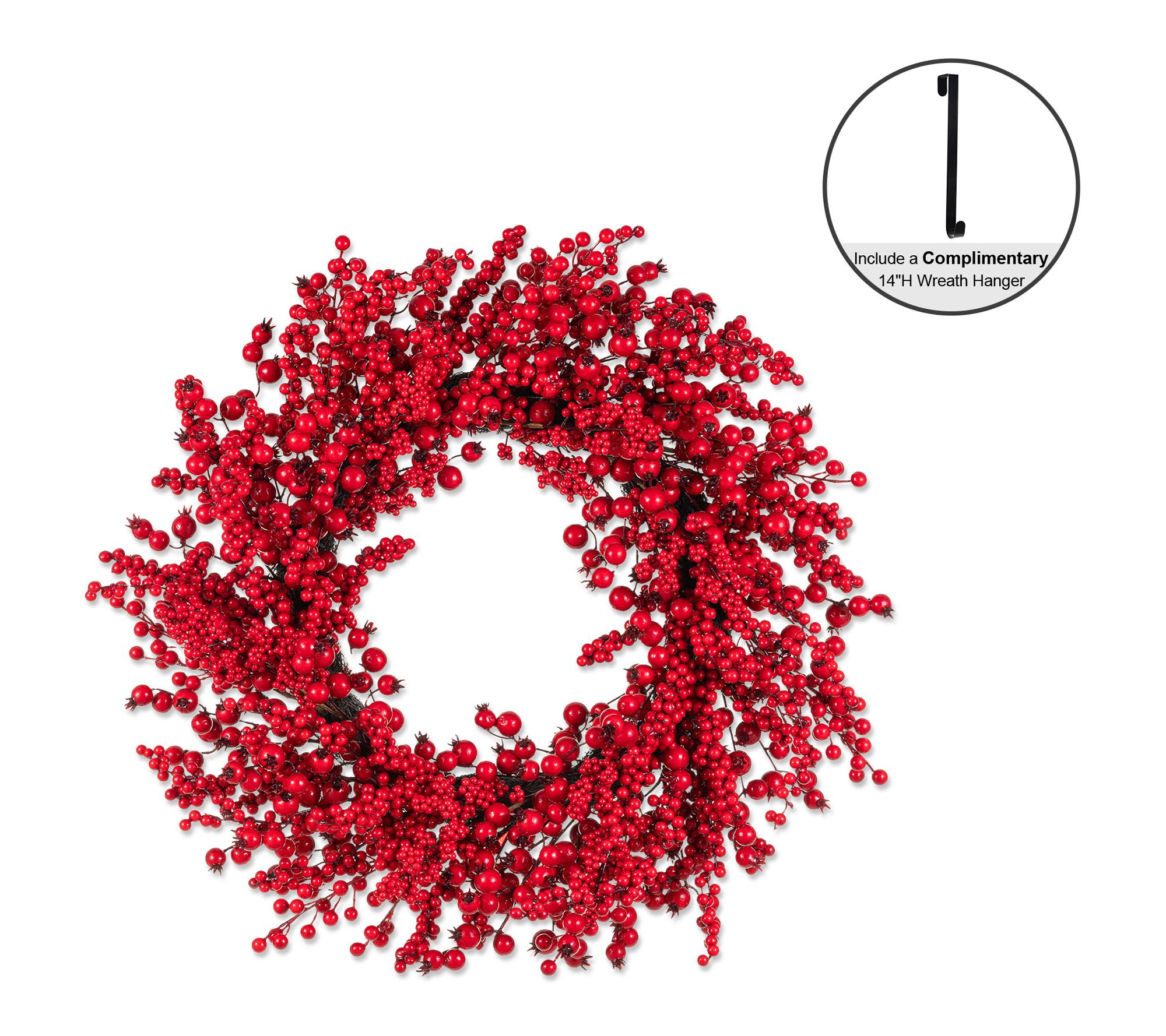 Glitzhome 28"D Christmas Full Berry Wreath