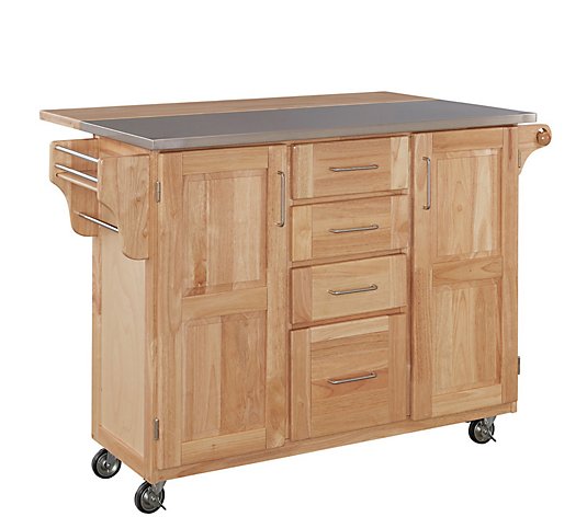 Home Styles Stainless Steel Top Kitchen Cart -Nural Finish
