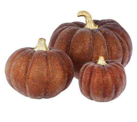 Set of Three Beaded Bronze Pumpkins by Valerie - Page 1 — QVC.com