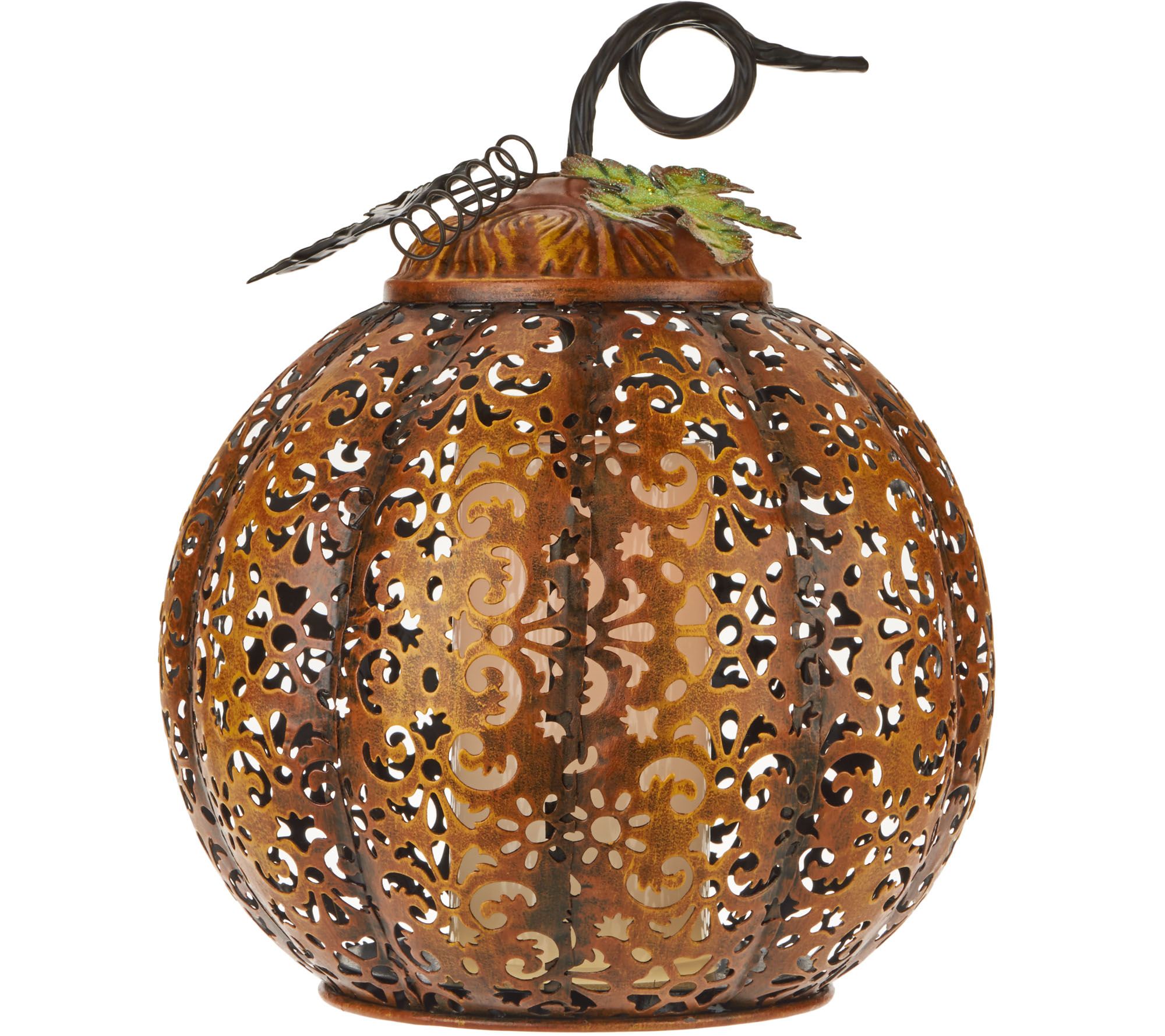 "As Is" 11" Lit Punched Metal Pumpkin by Home Reflections - QVC.com