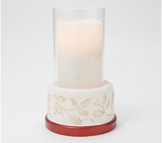 Lightscapes Embossed Fine Porcelain Hurricane with Candle
