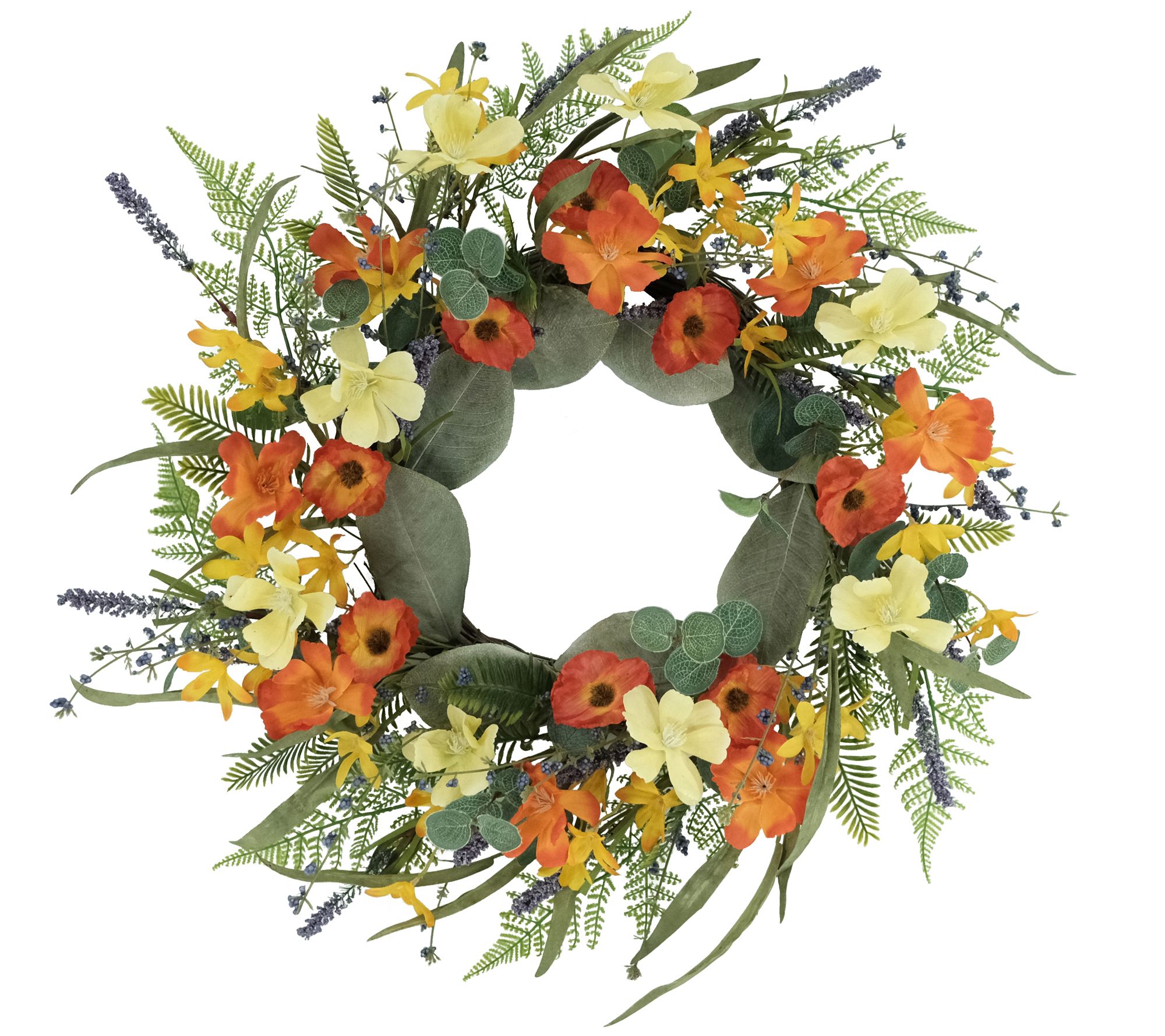Puleo 24" Dogwood Poppy Daisy Floral Spring Wreath