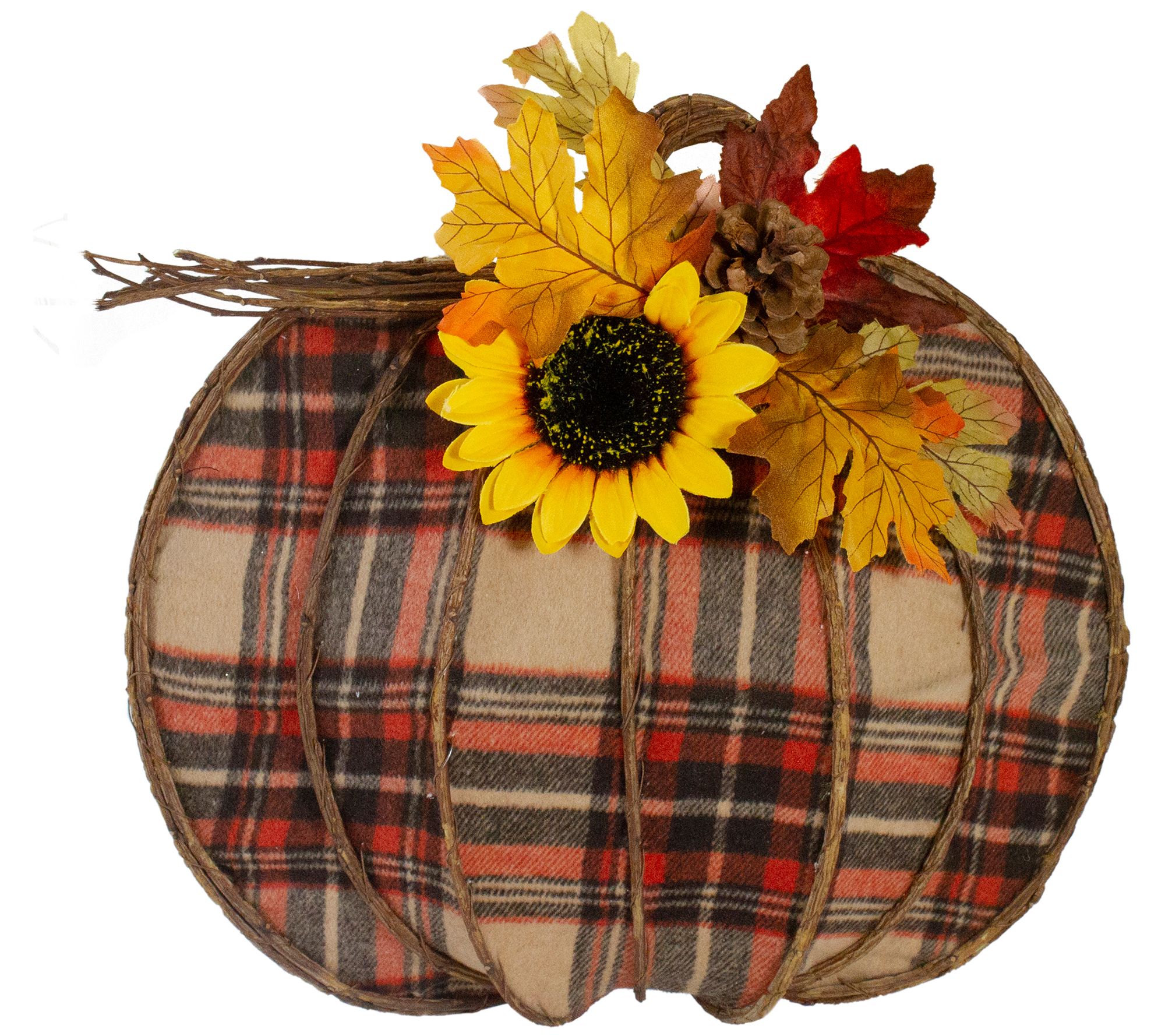 northlight orange plaid pumpkin