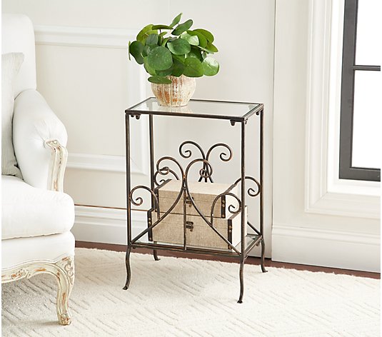 Indoor/Outdoor Glass and Metal Accent Table by Valerie