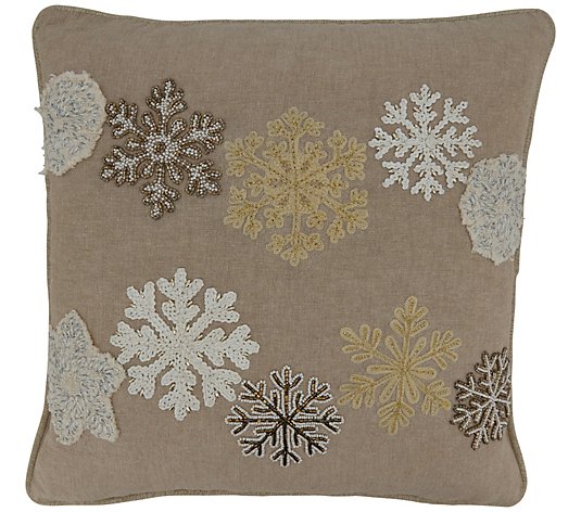 Snowflakes Design Throw Pillow With Down Filling
