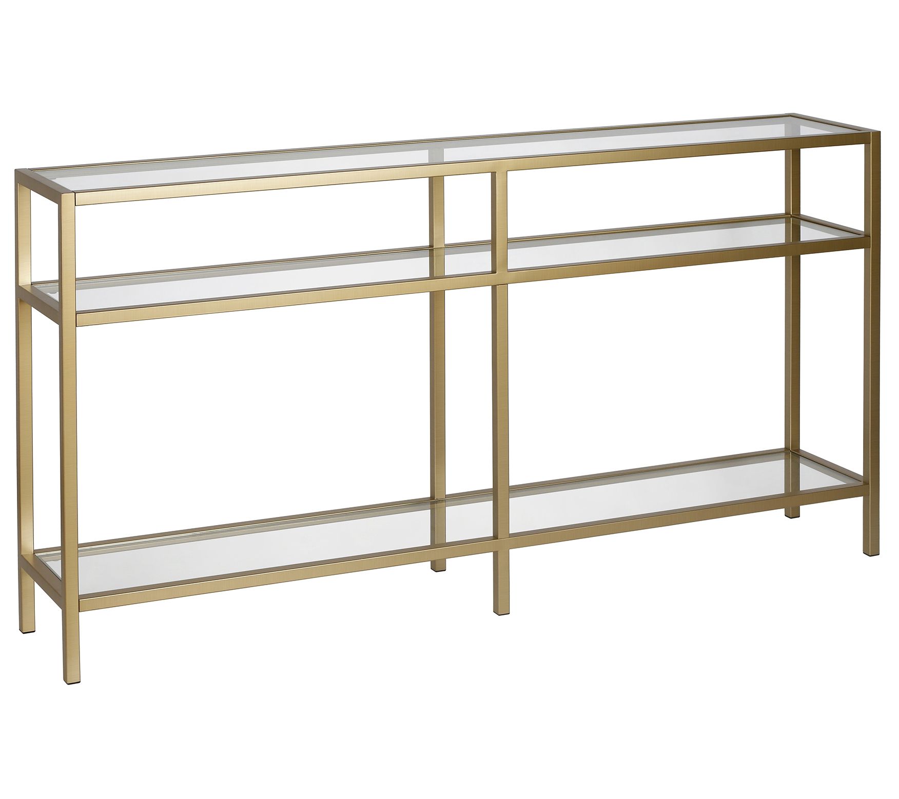 Hudson &Canal Sivil 55" Console Table With Lower Glass Shelves