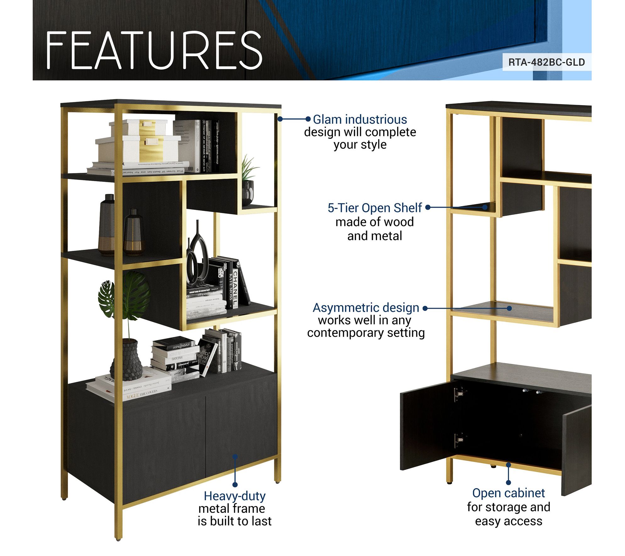 Techni Mobili 5Shelve Storage Rack with Door C