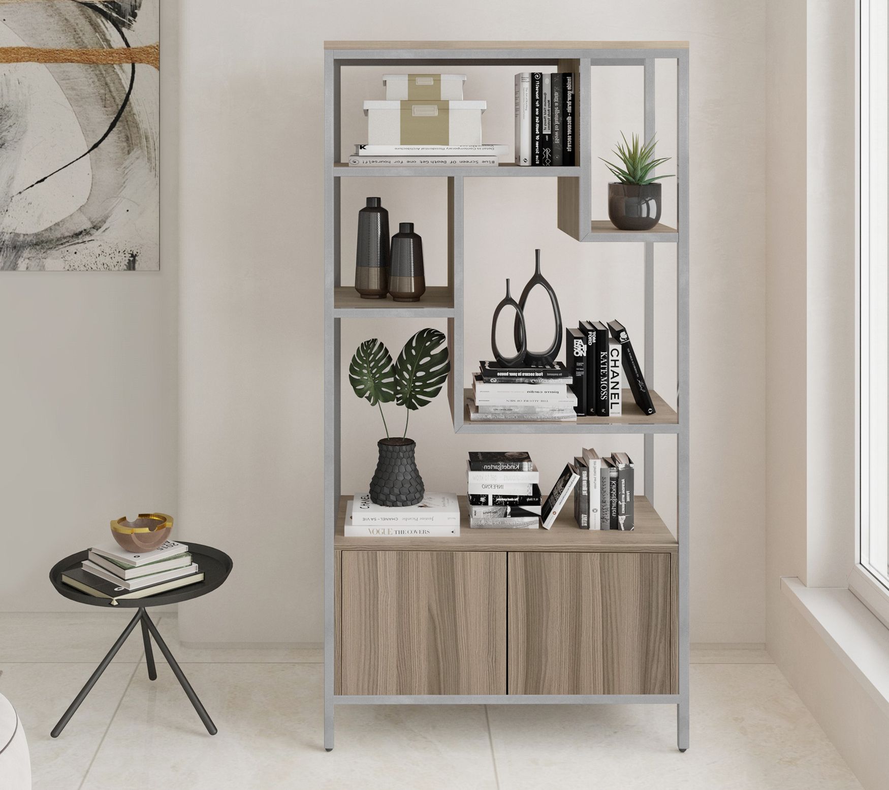 Techni Mobili 5-Shelve Storage Rack with Door C abinet