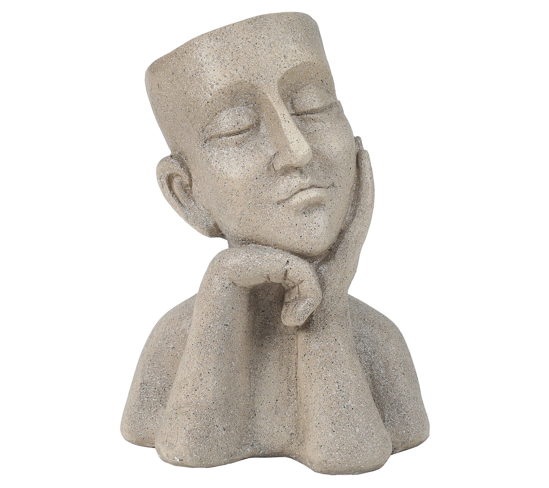 LuxenHome Speckled MgO Thoughtful Bust Head Pla nter