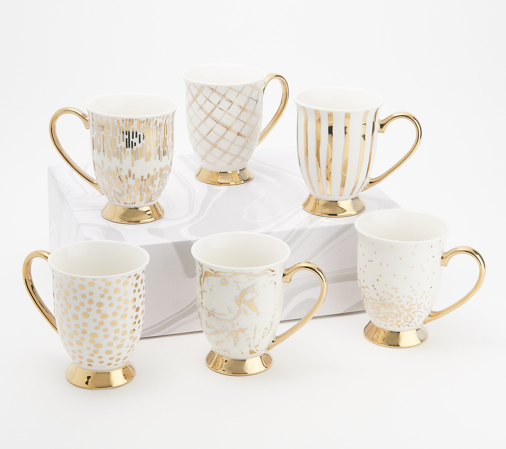 As Is Designing Dining Set (6) 15-oz Pedestal Mugs w/Gift Box