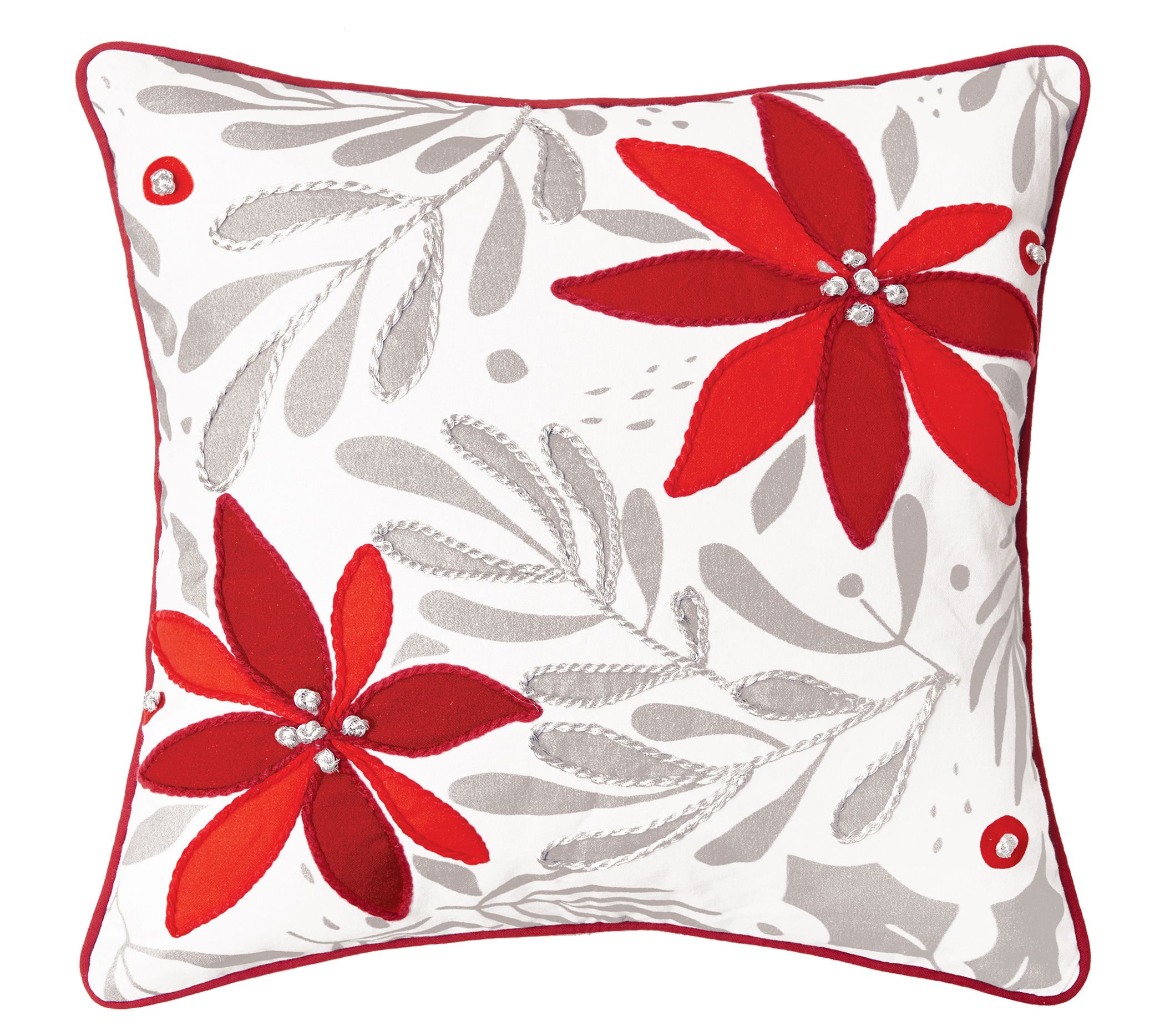 18" x 18" Poinsettia Christmas Throw Pillow byValerie