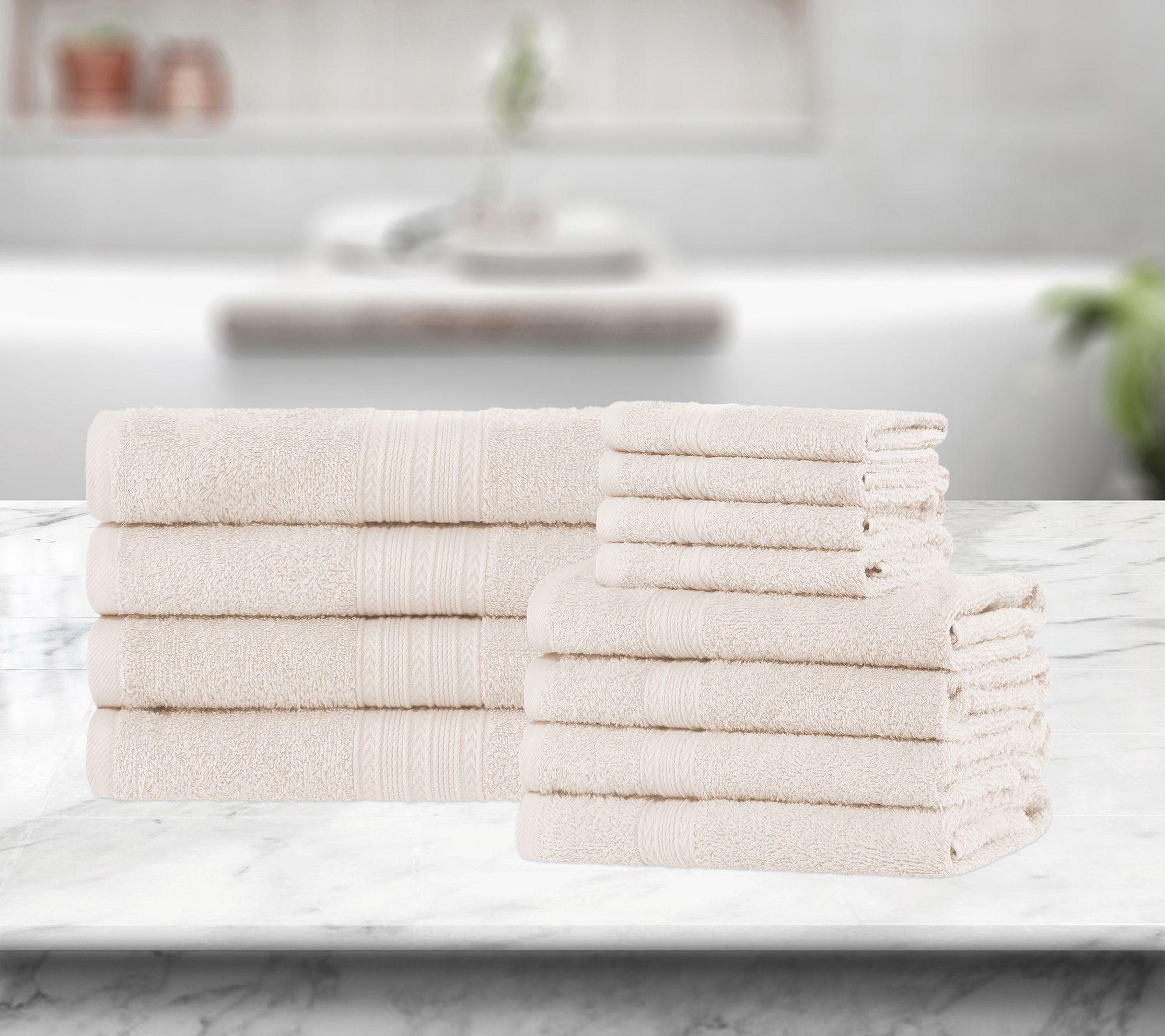 Superior Cotton 12-Piece Solid Absorbent Towelt