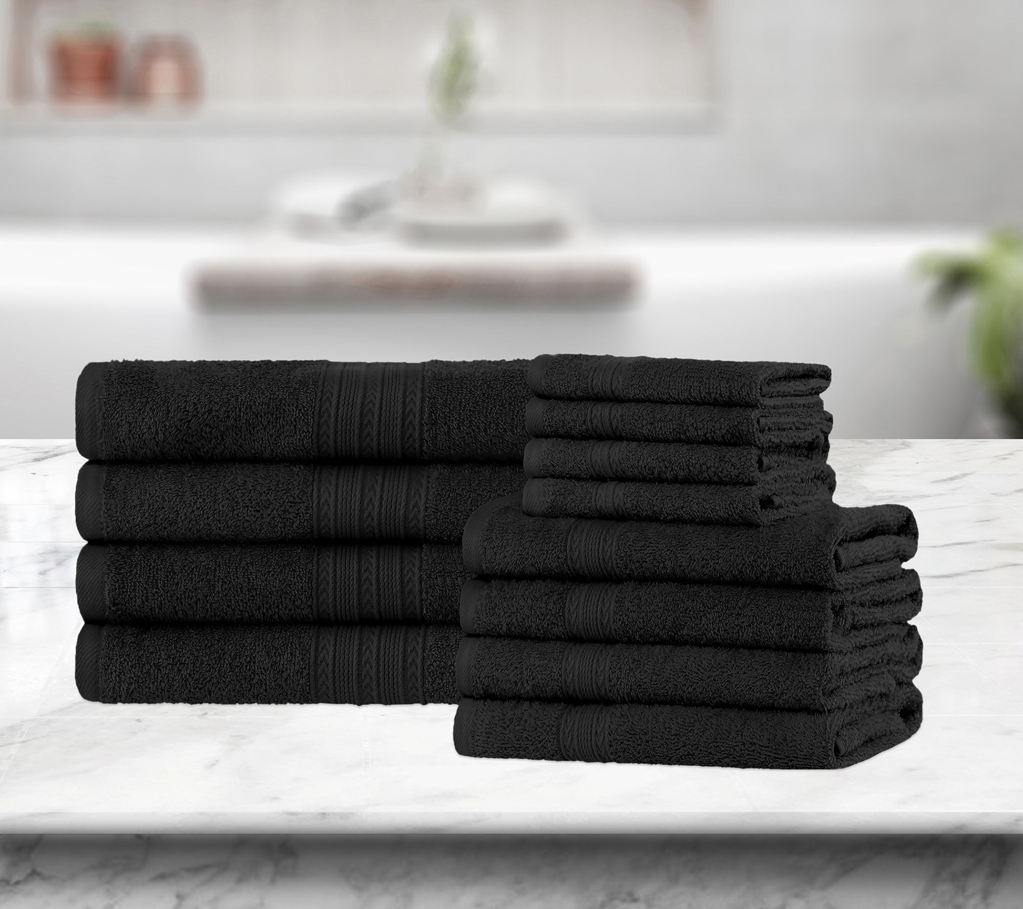 Superior Cotton 12-Piece Solid Absorbent Towelt