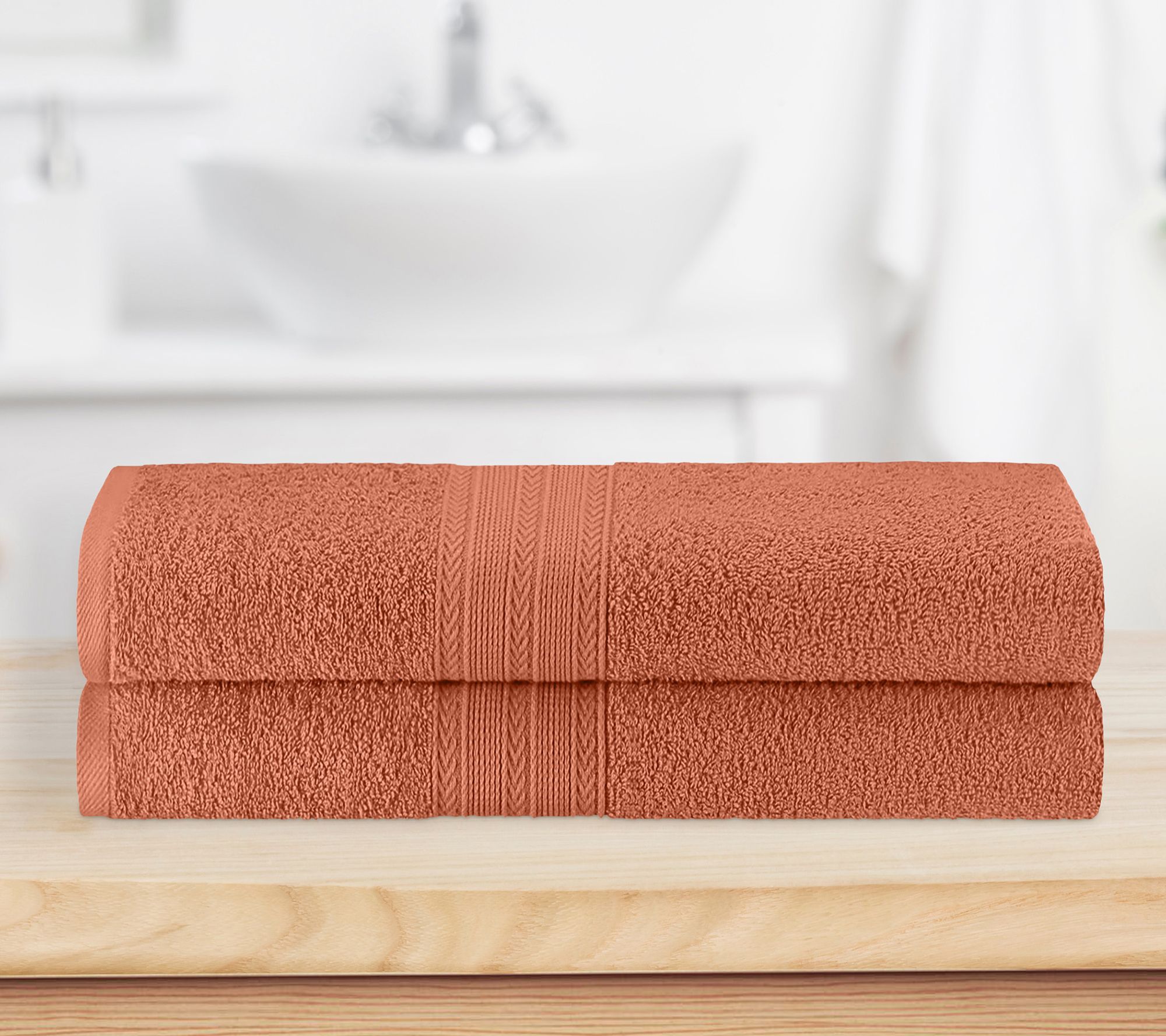 Bath Towel Sheet Set Soft Cotton Water Absorbent Towel Sheets, Set of 4,  Coral