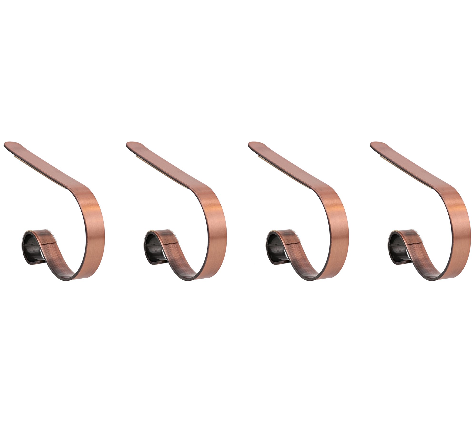Haute Decor Set of 4 Smooth Finish MantleClip Stocking Holder