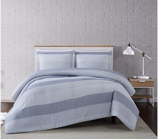 Truly Soft Grey Multi Stripe Twin XL 2 Piece Comforter Set