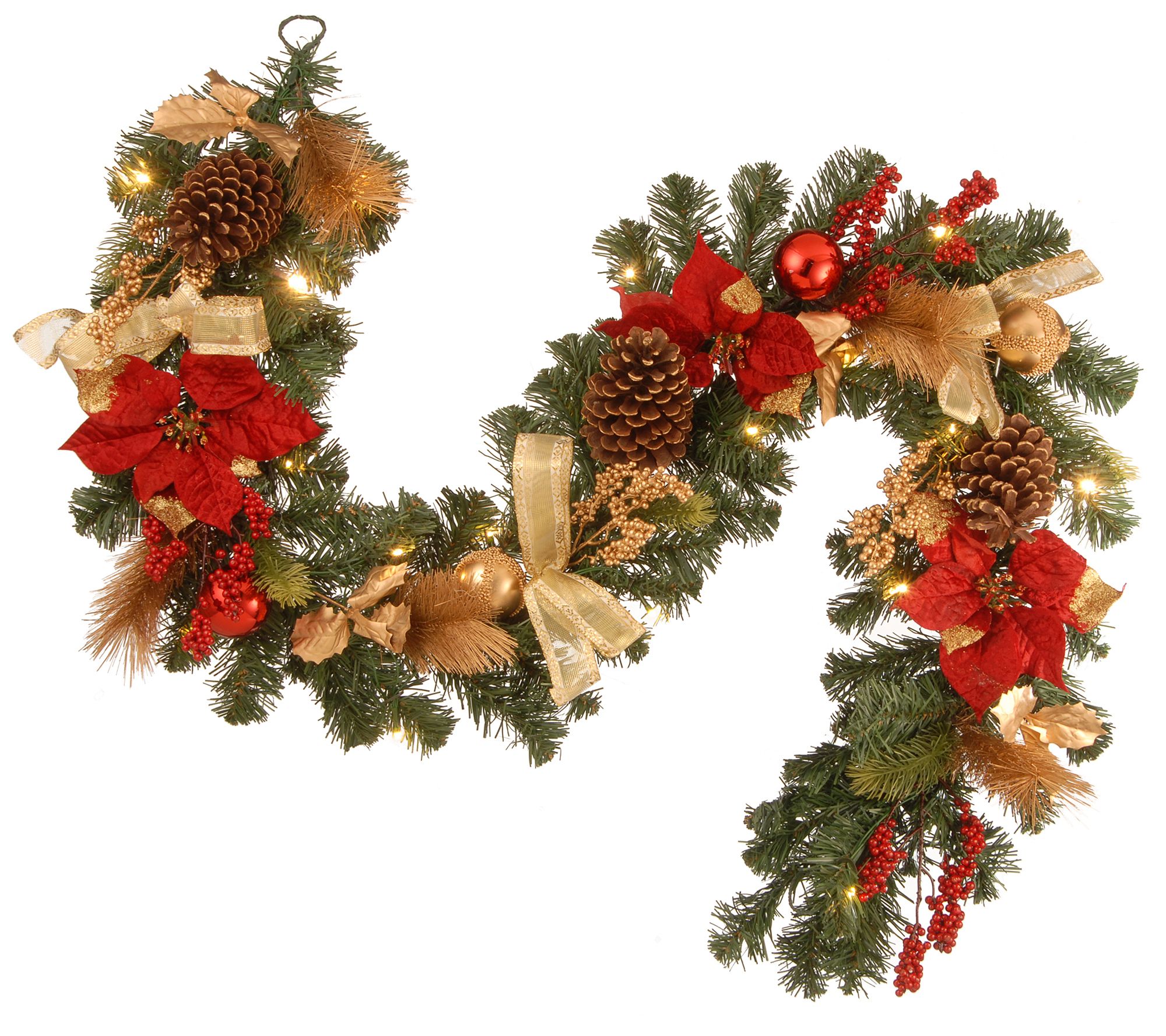 6 L Decorated Garland With Cones Berries Ribbon Qvc Com