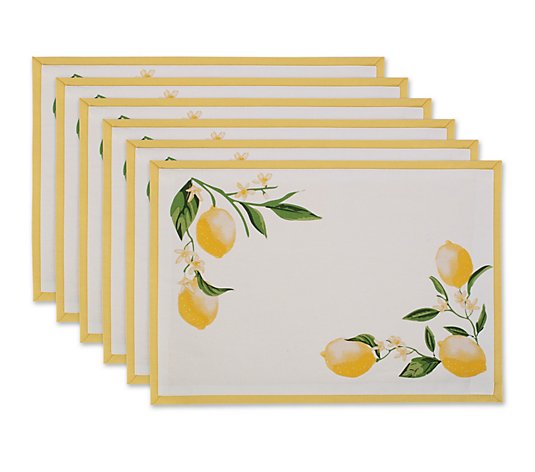 Design Imports Lemon Bliss Placemats Set of 6