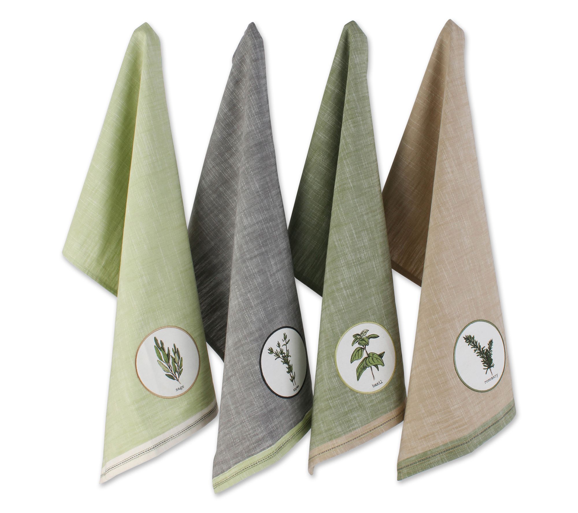 Design Imports Herbal Embellished Kitchen Towels, Set of 4