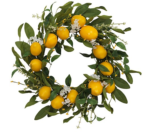 Lemon Wreath with Berry Accents by Gerson Co.