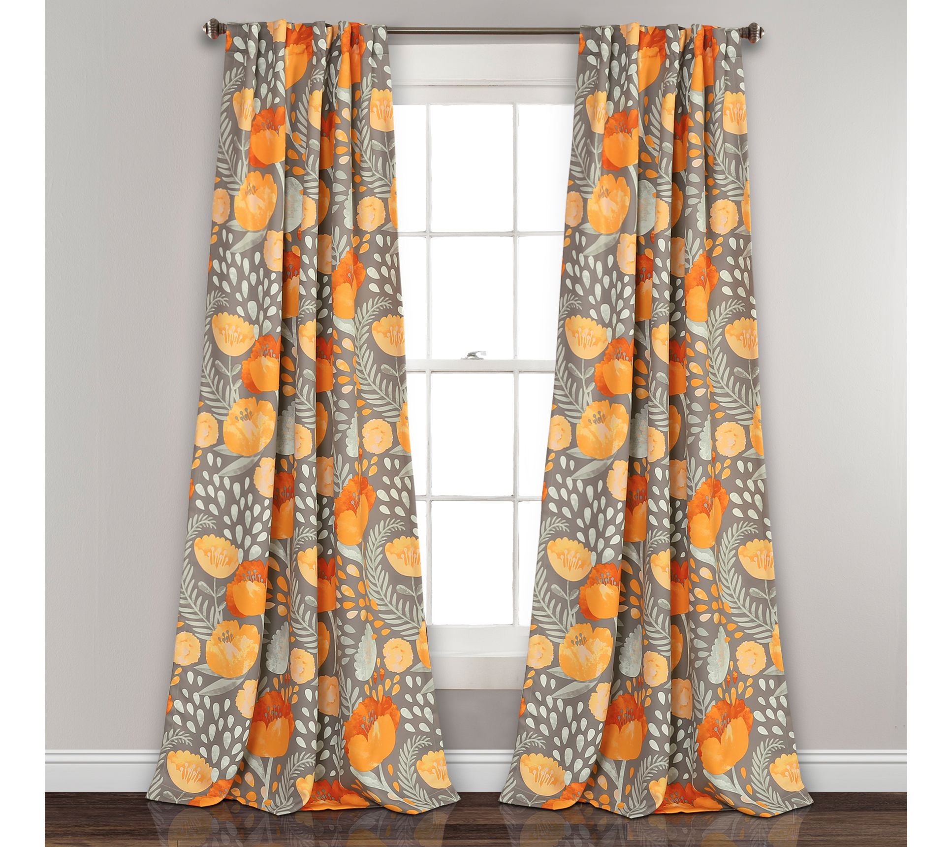 Poppy Garden 52" x 108" Room Darkening Window Panels, Set of 2