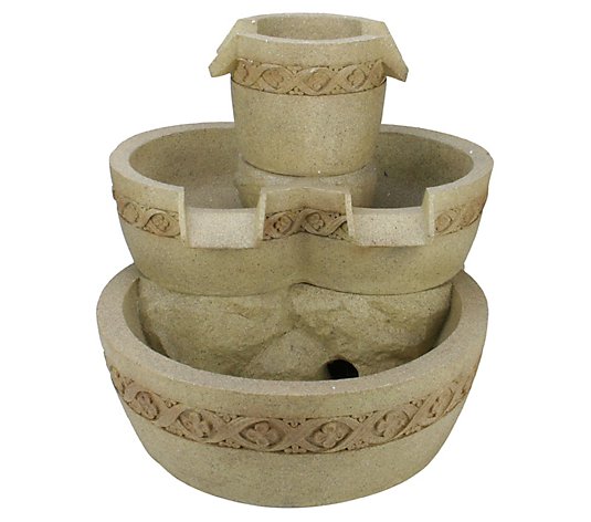 Northlight Beige LED Lighted Three Tier FloralBowl Fountain