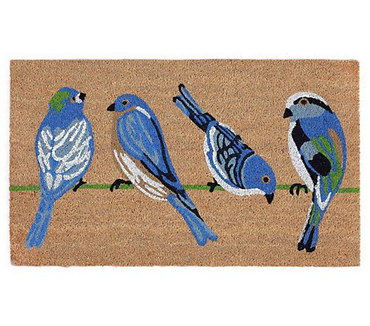 Liora Manne Natura Blue Birds Outdoor Mat Natural 18" x 30"