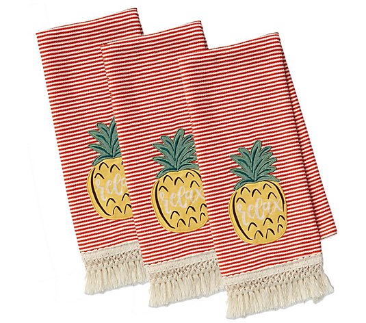 Design Imports Set of 3 Island Pineapple Kitchen Towels