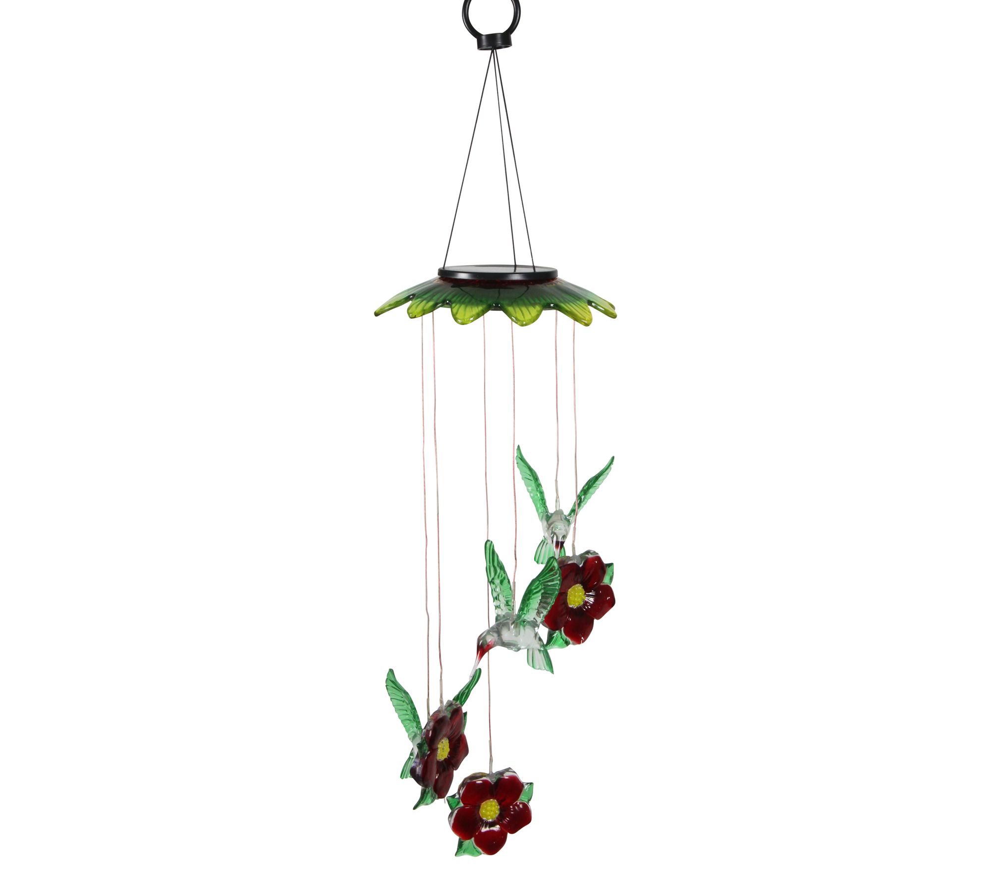 Exhart Solar Color Changing Hummingbirds and Flowers Mobile - QVC.com