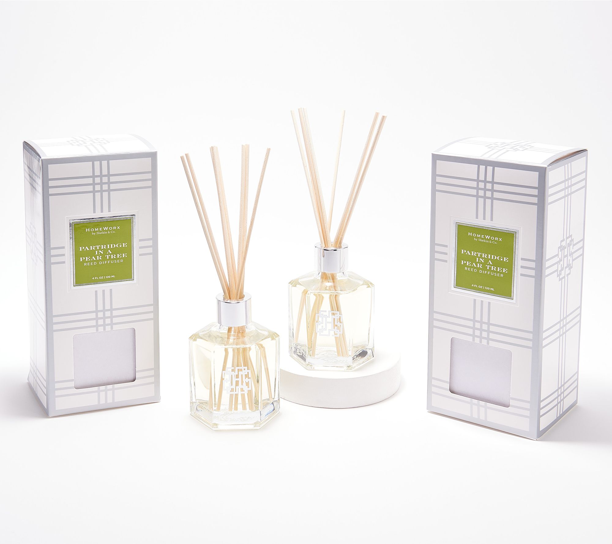 "As Is" HomeWorx by Slatkin & Co. S/2 Partridge Pear Tree Reeds