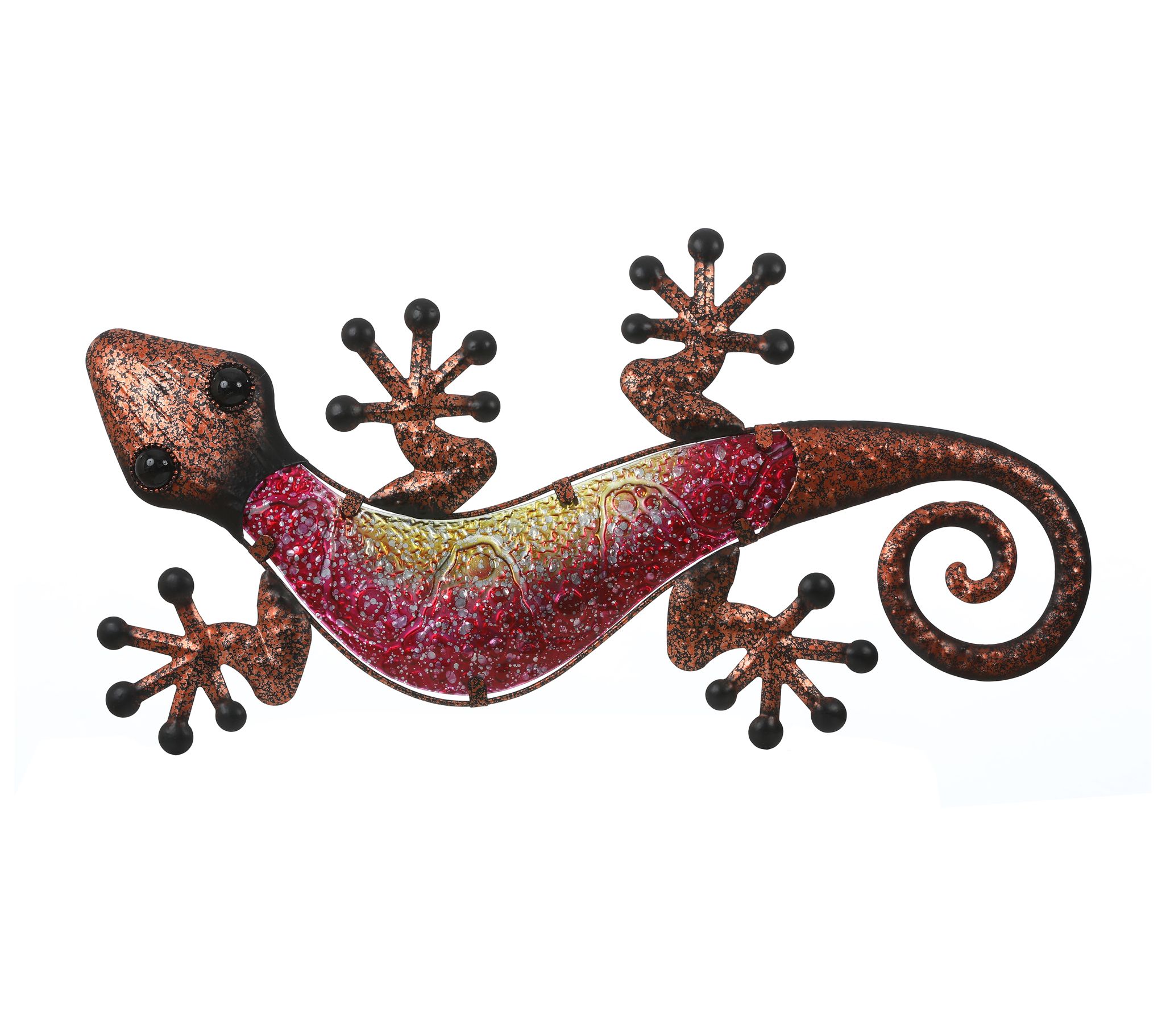 LuxenHome Gecko Lizard Metal and Glass Outdoor Wall Decor