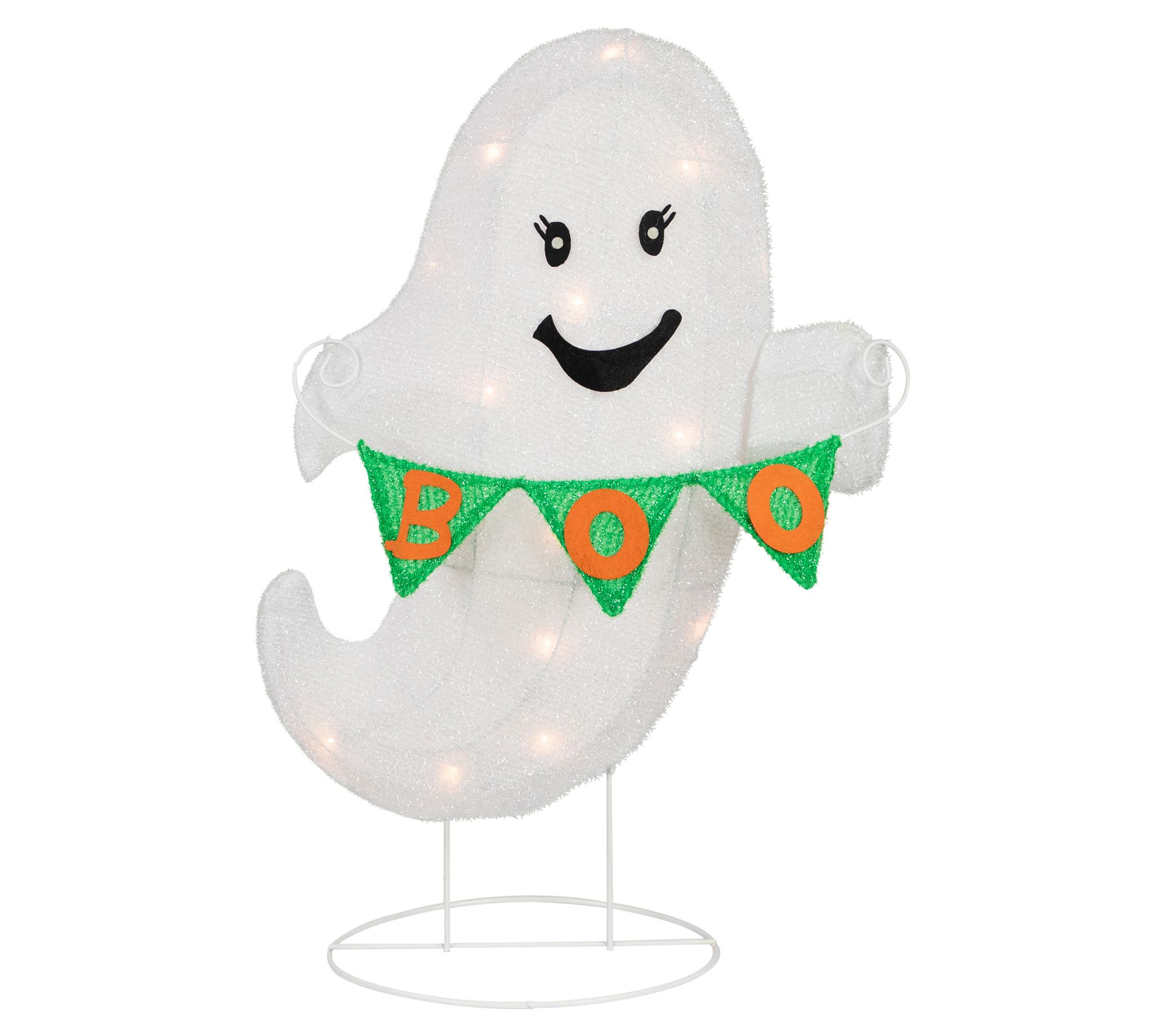 Northlight 25" Lit LED Ghost w/"Boo" Banner Halloween Decor