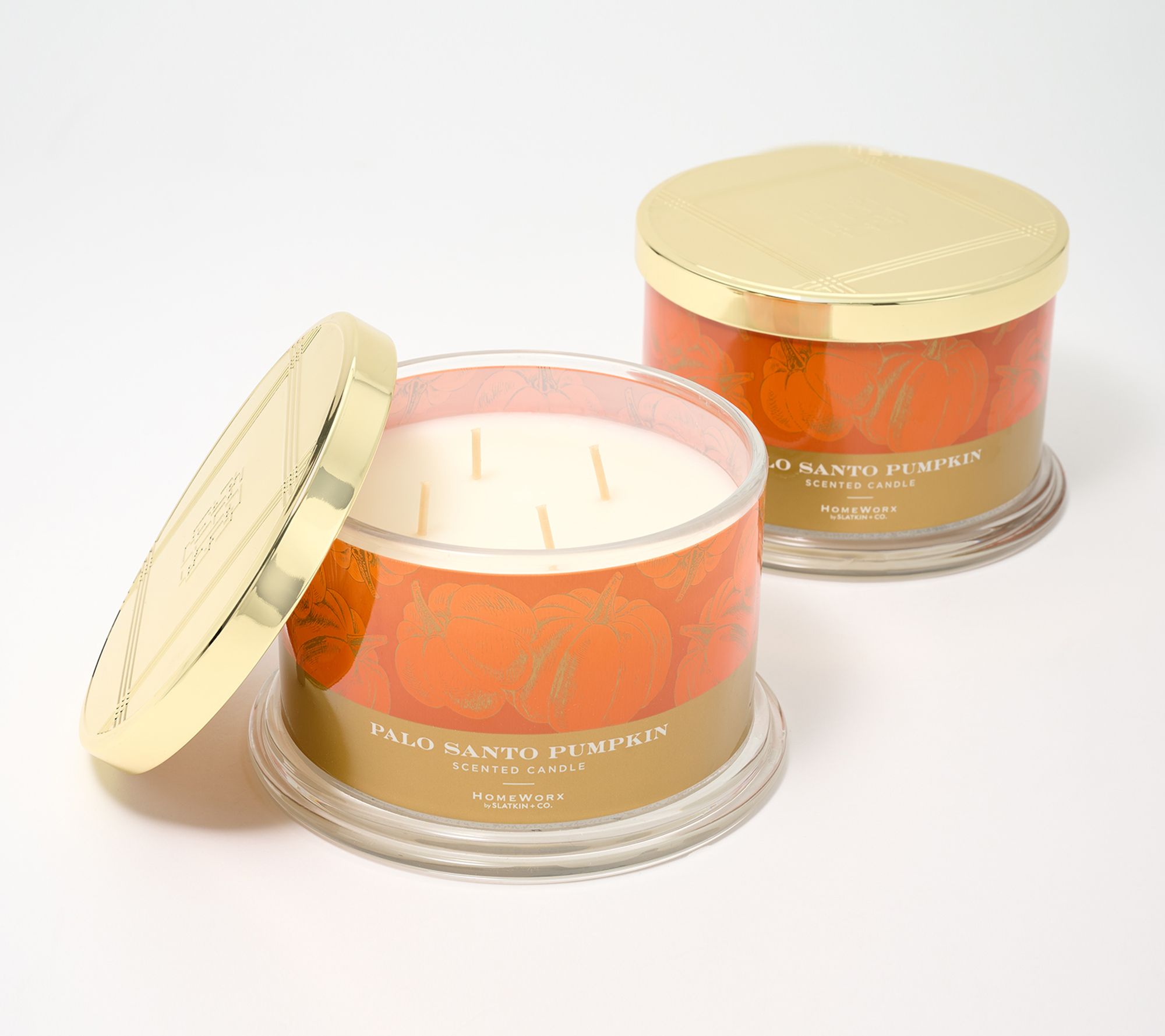 "As Is" HomeWorx by Slatkin & Co. S/2 18/oz Palo Pumpkin Candles
