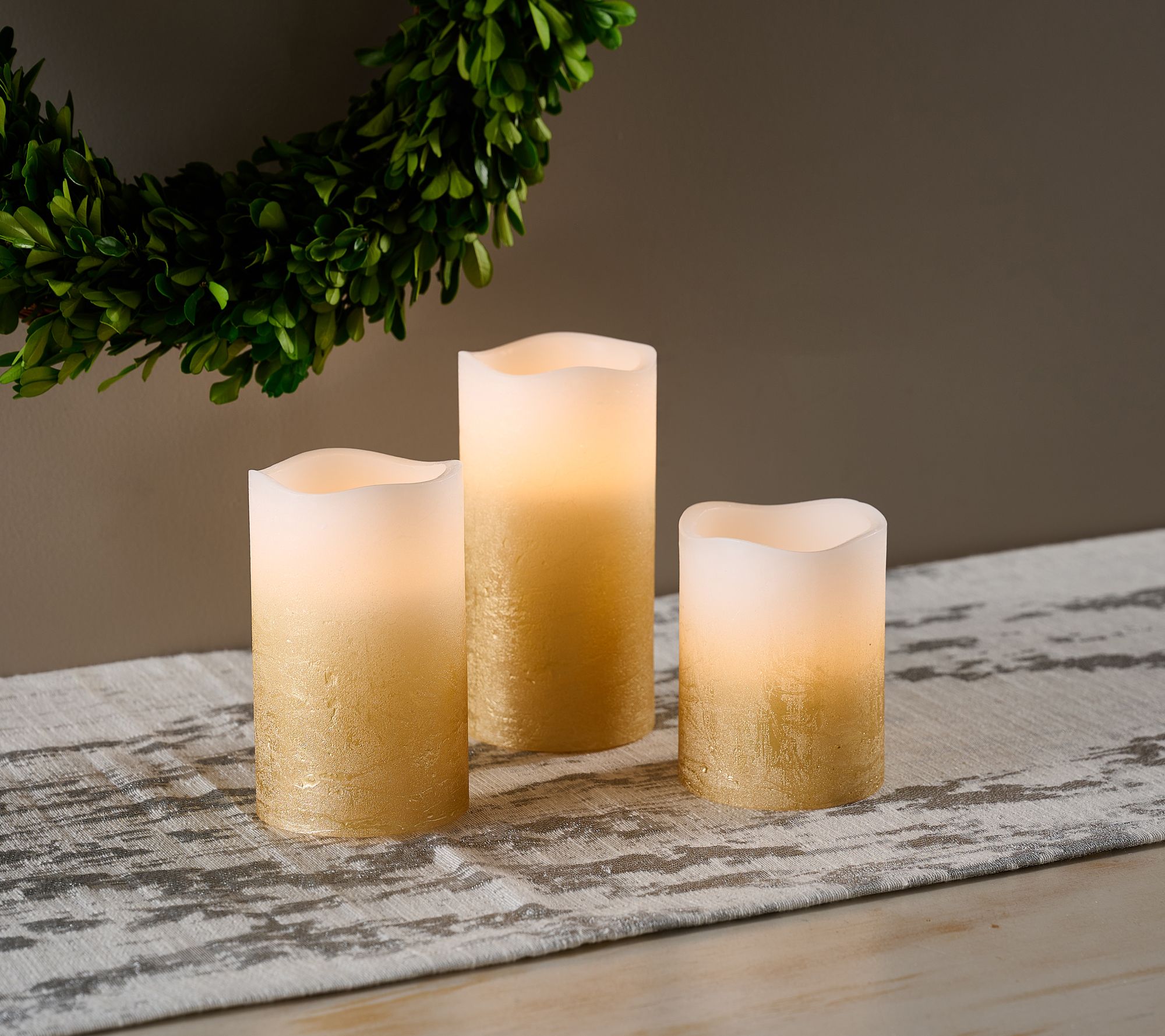 Home Reflections Flameless Set of 3 Shiny Pillars