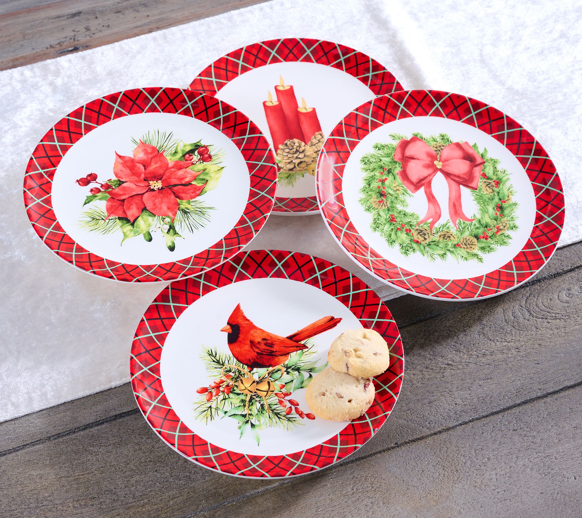 Set of 4 8" Holiday Ceramic Plates by Valerie