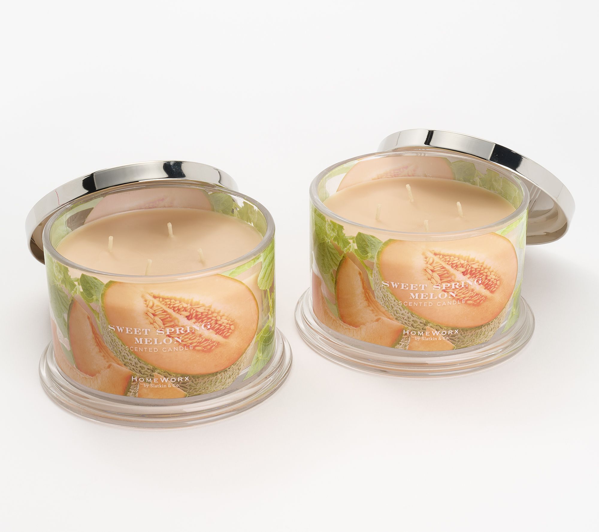 HomeWorx by Slatkin & Co. S/2 18oz Candles Sweet Spring Melon