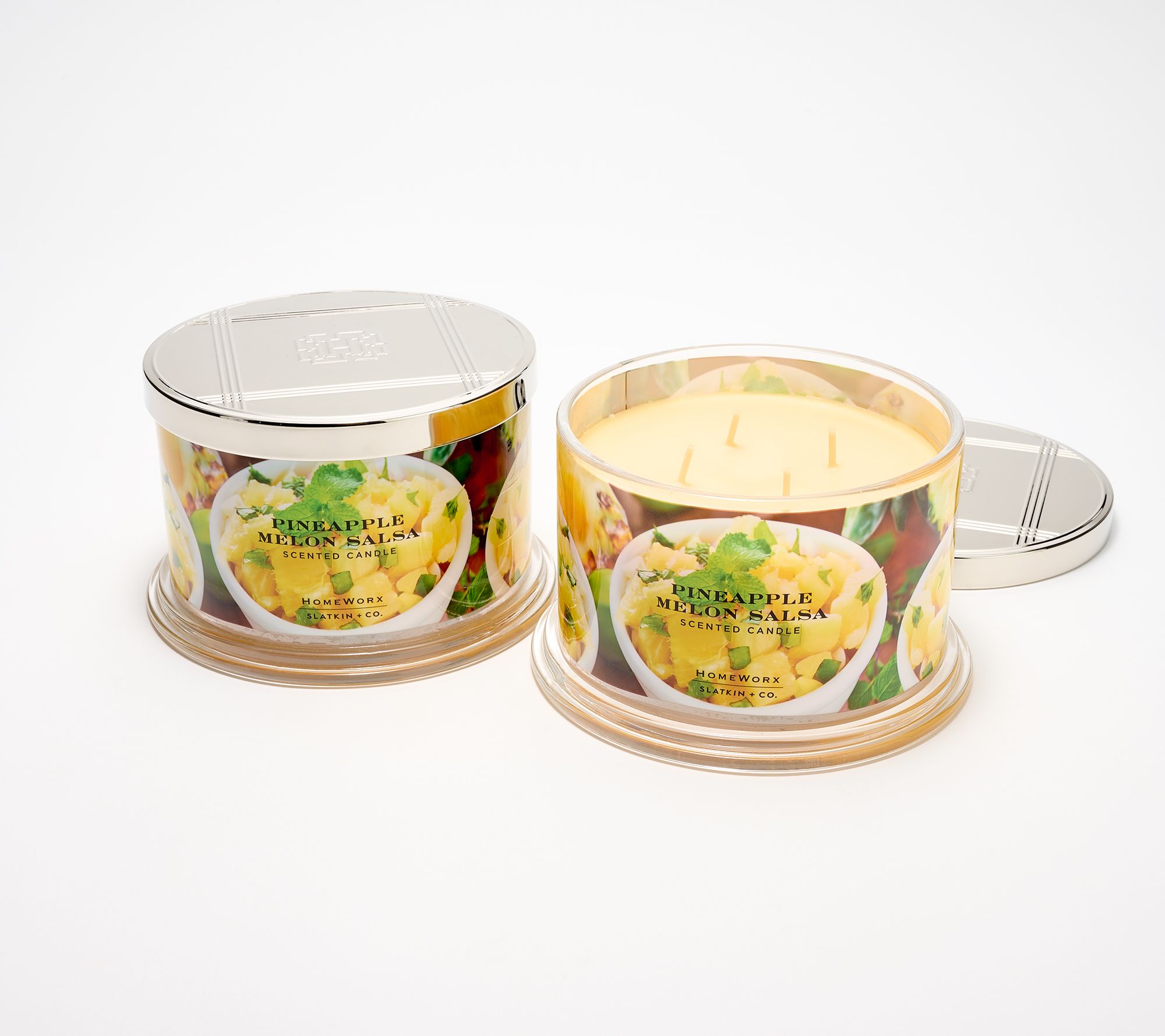 HomeWorx by Slatkin + Co. S/2 18oz Pineapple Melon Salsa Candles
