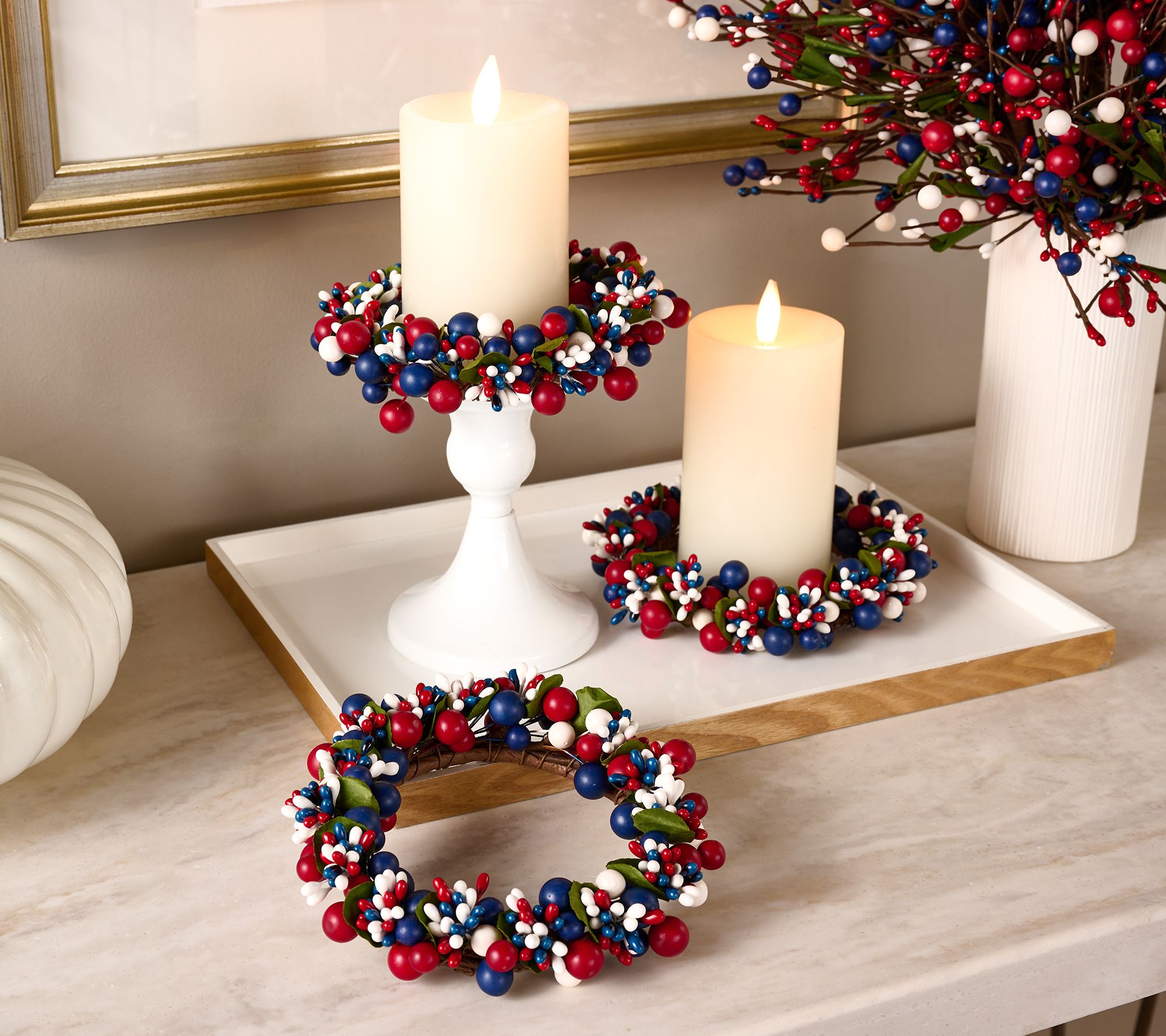 Set of 3 Patriotic Berry Candle Rings by Valerie