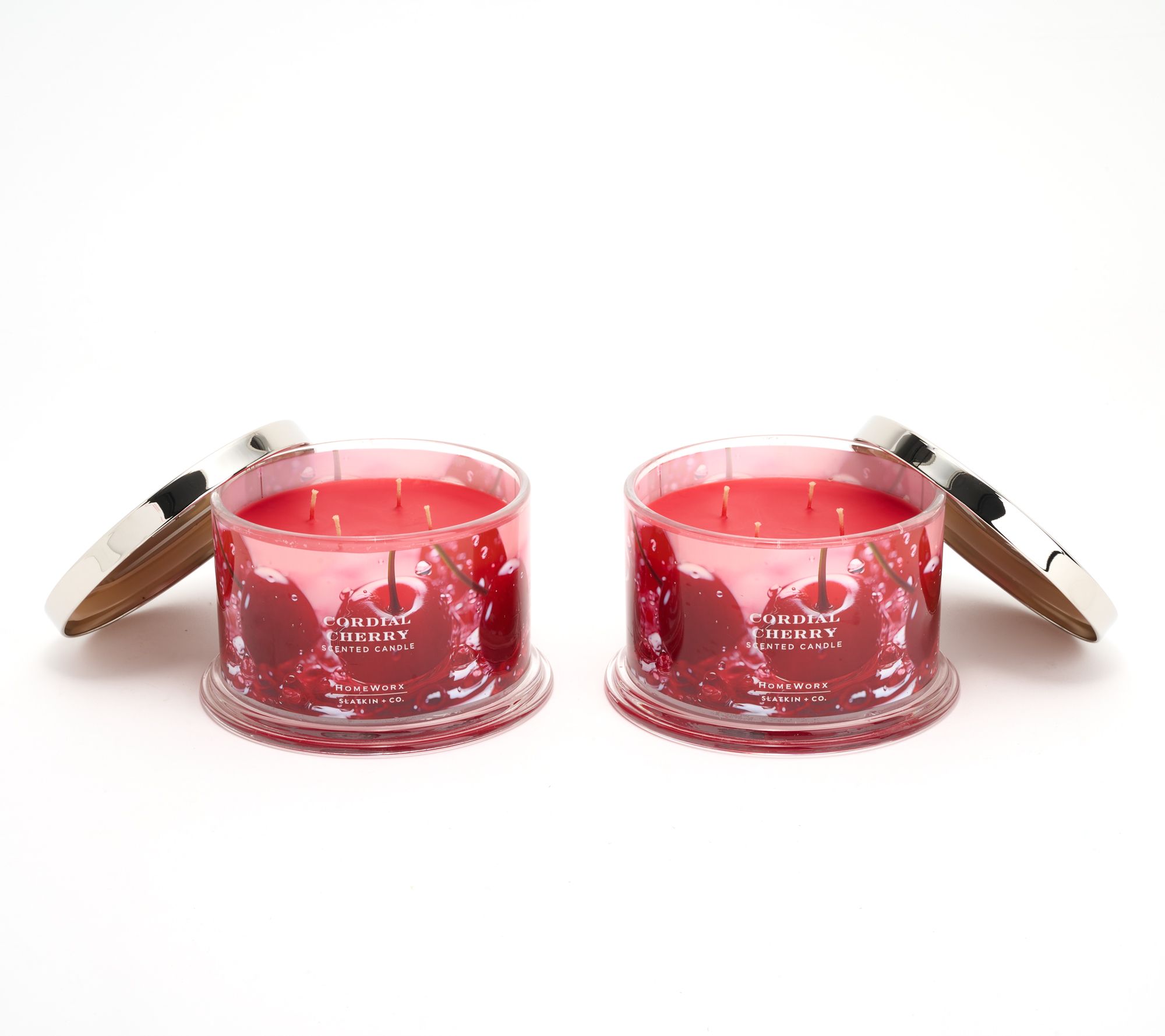 HomeWorx by Slatkin + Co. S/2 18oz Cordial Cherry Candles
