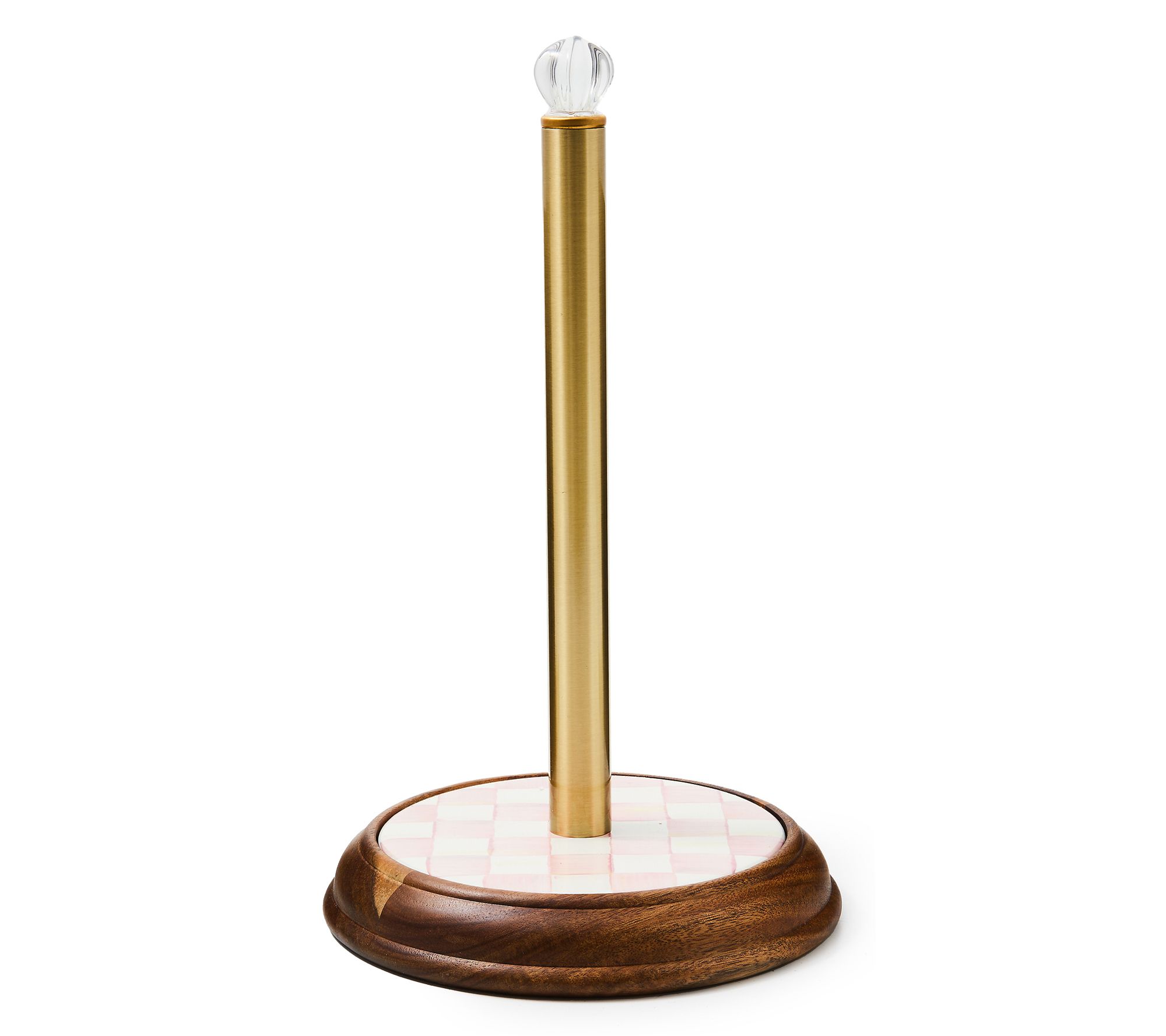 MacKenzie-Childs Rosy Check Wood Paper Towel Holder
