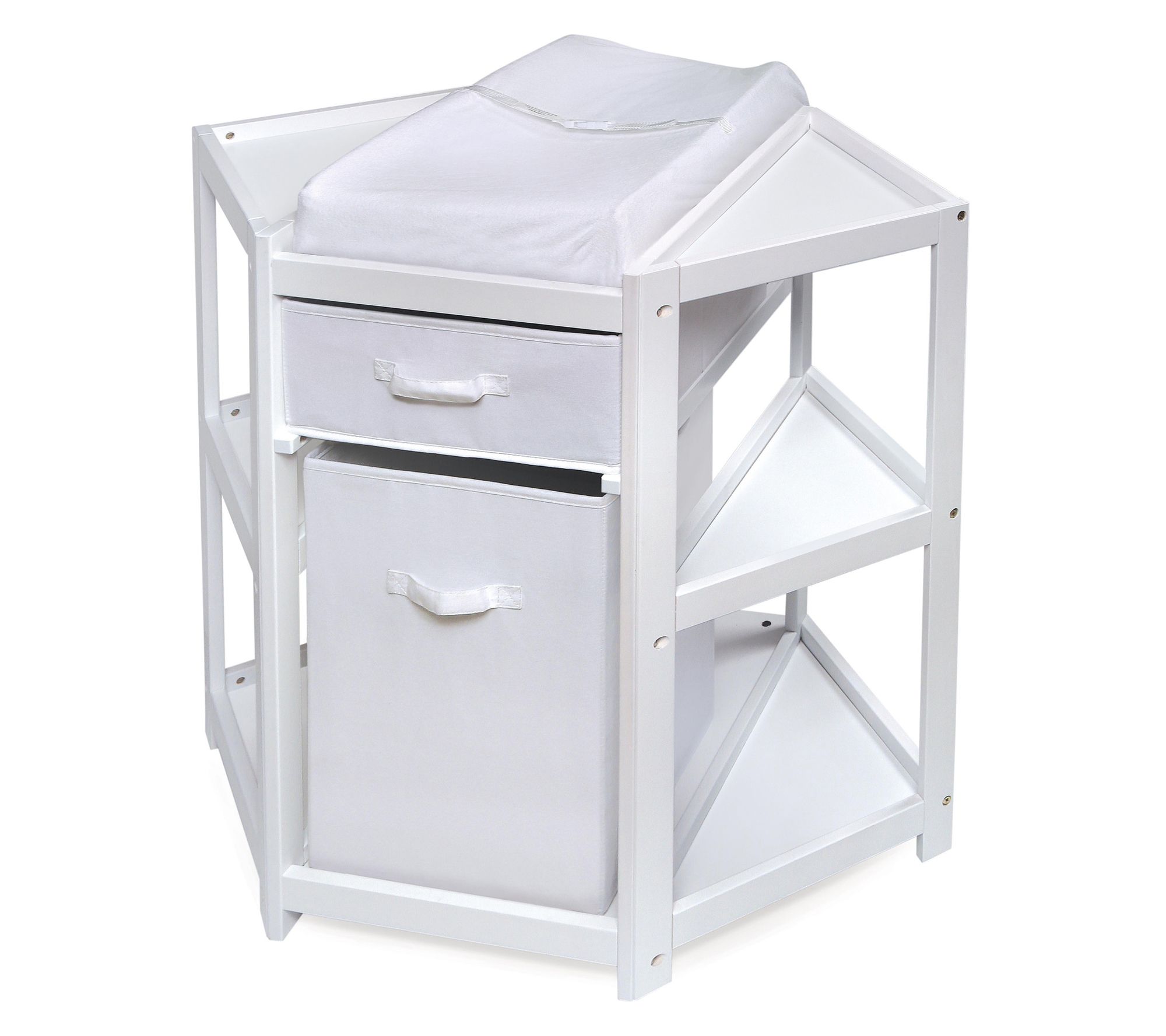 Badger Basket Diaper Corner Baby Changing Tablewith Hamper