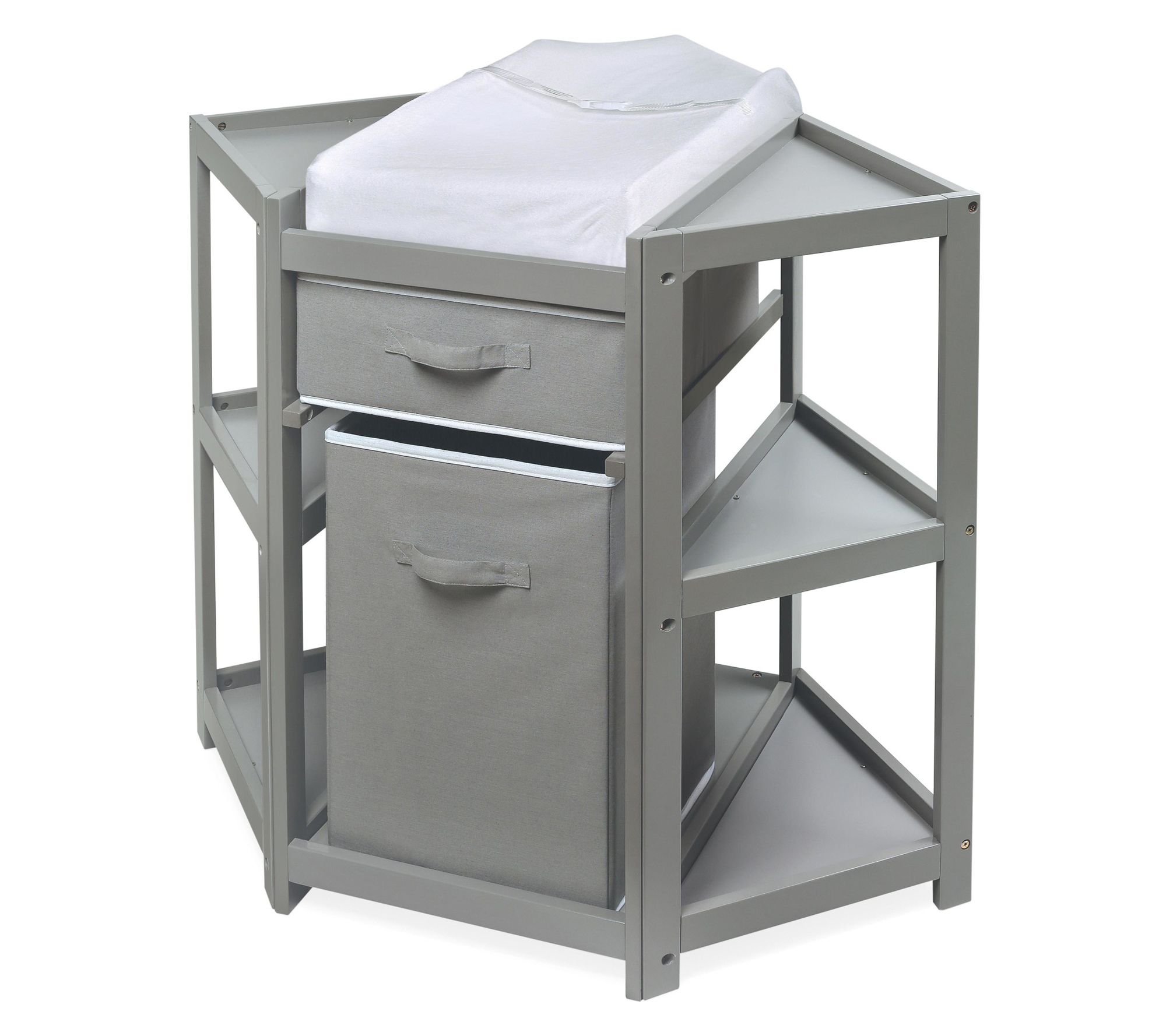 Badger Basket Diaper Corner Baby Changing Tablewith Hamper