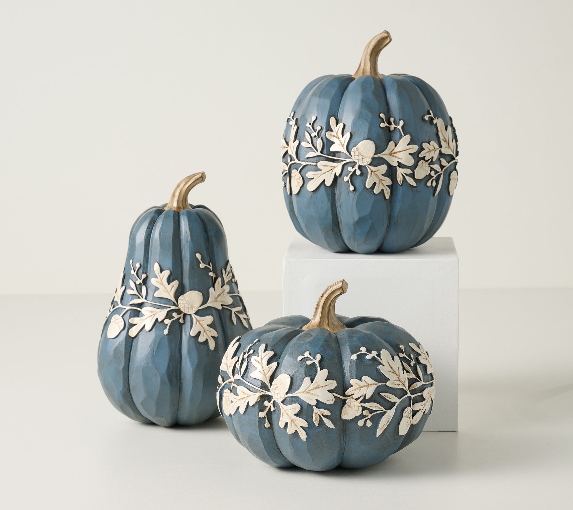 Set of 3 Embossed Leaf and Acorn Pumpkins by Valerie